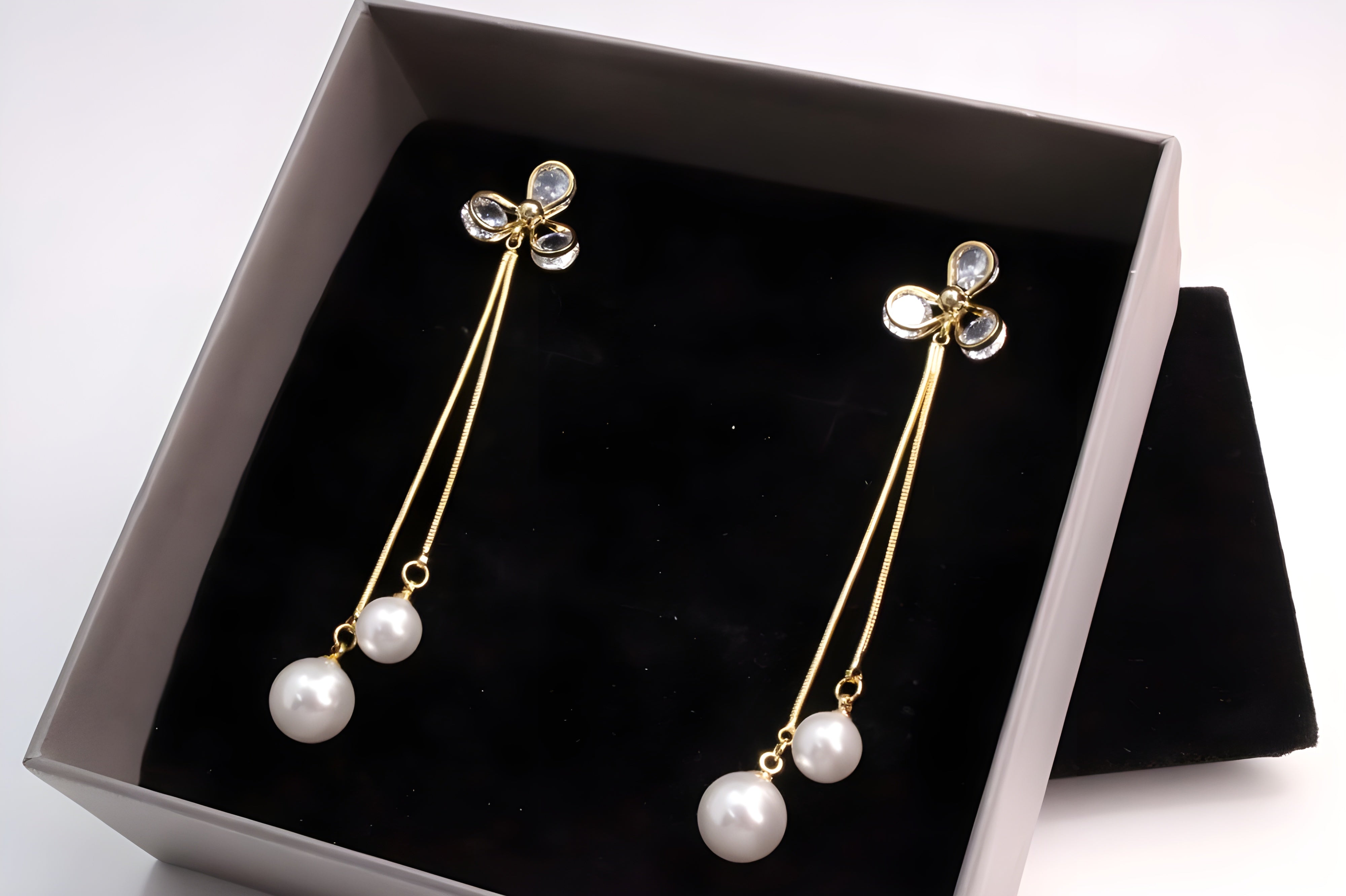 Lustrous Line Pearl Cascade Earrings