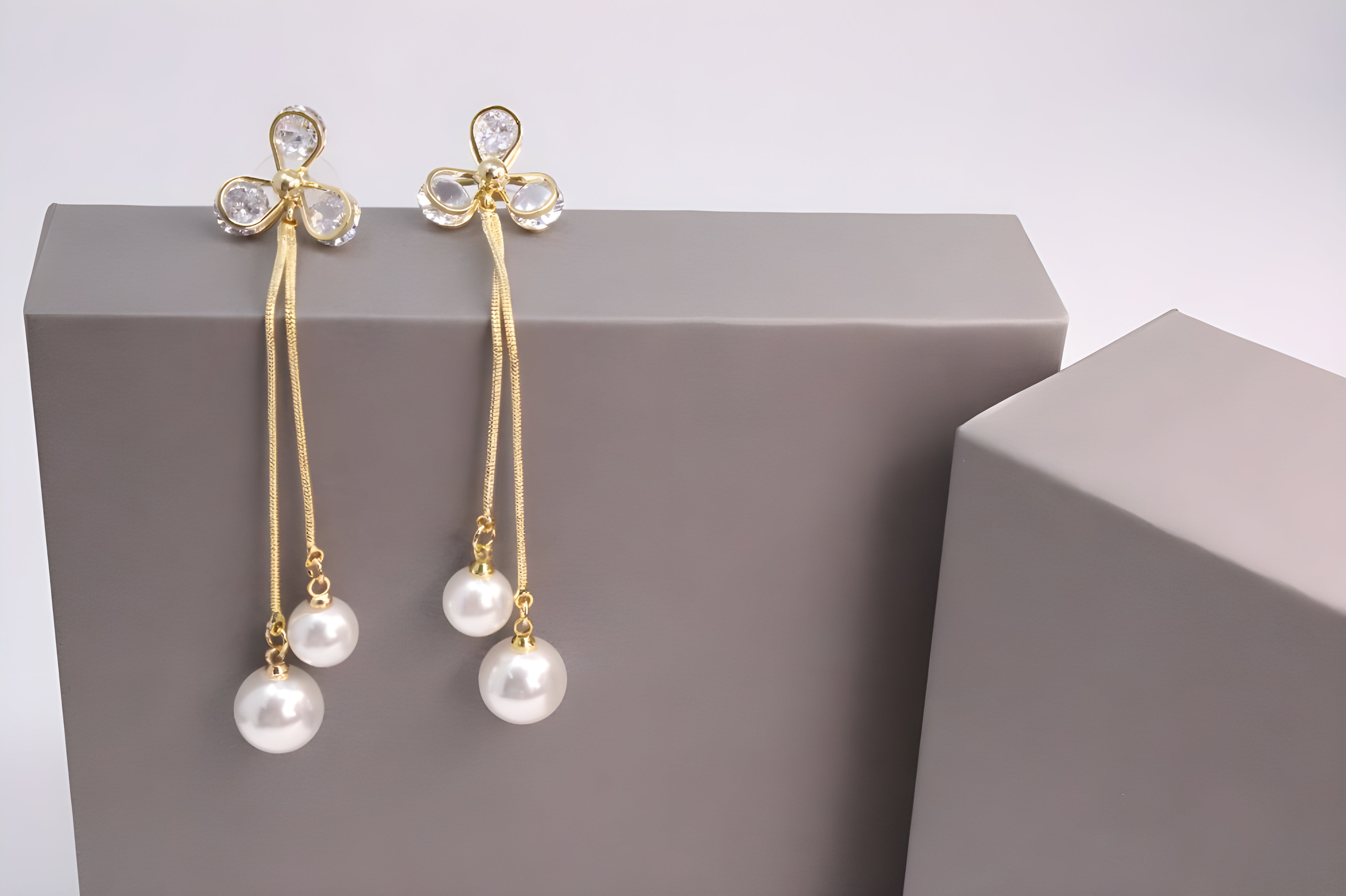 Lustrous Line Pearl Cascade Earrings