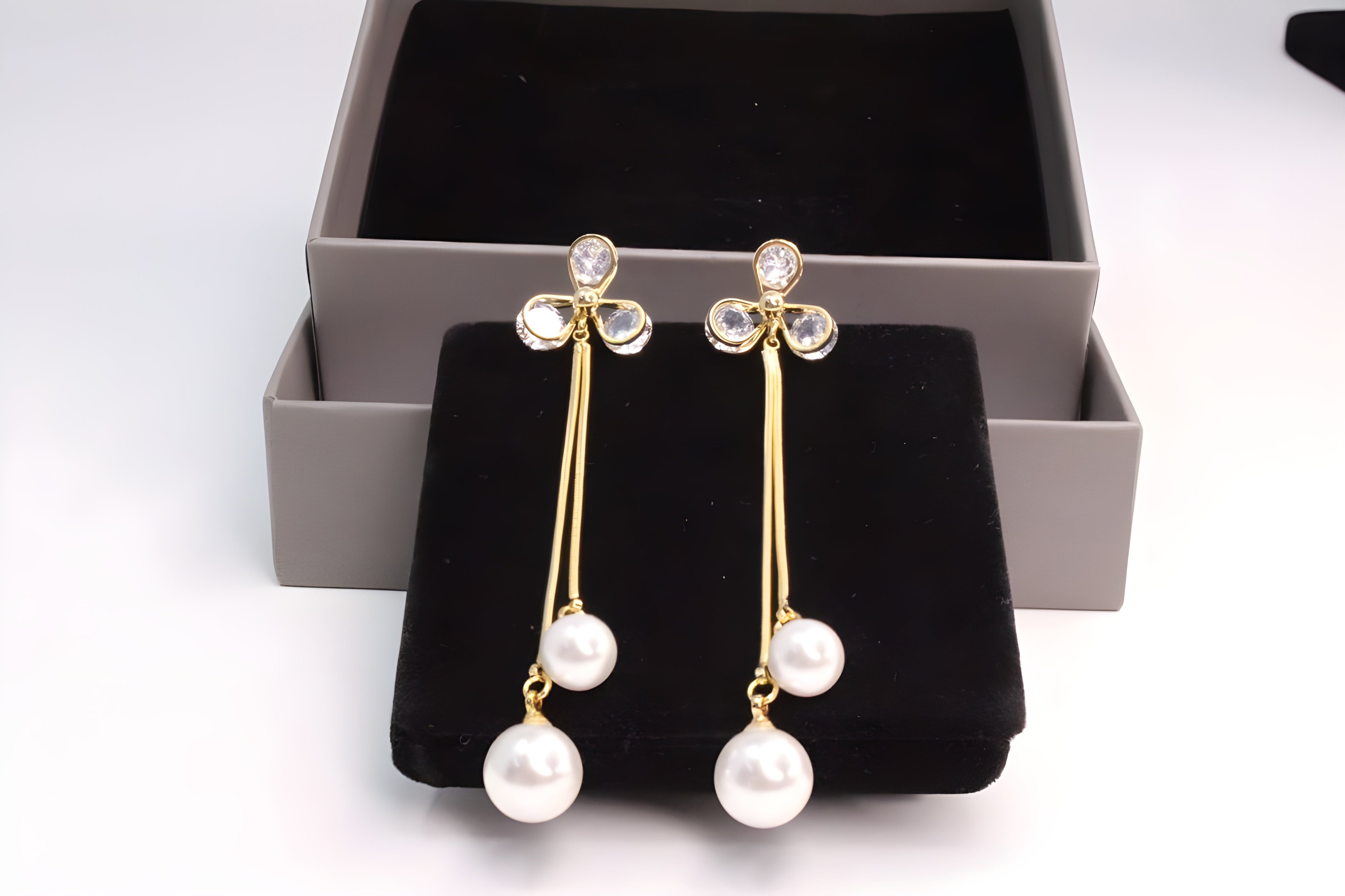 Lustrous Line Pearl Cascade Earrings