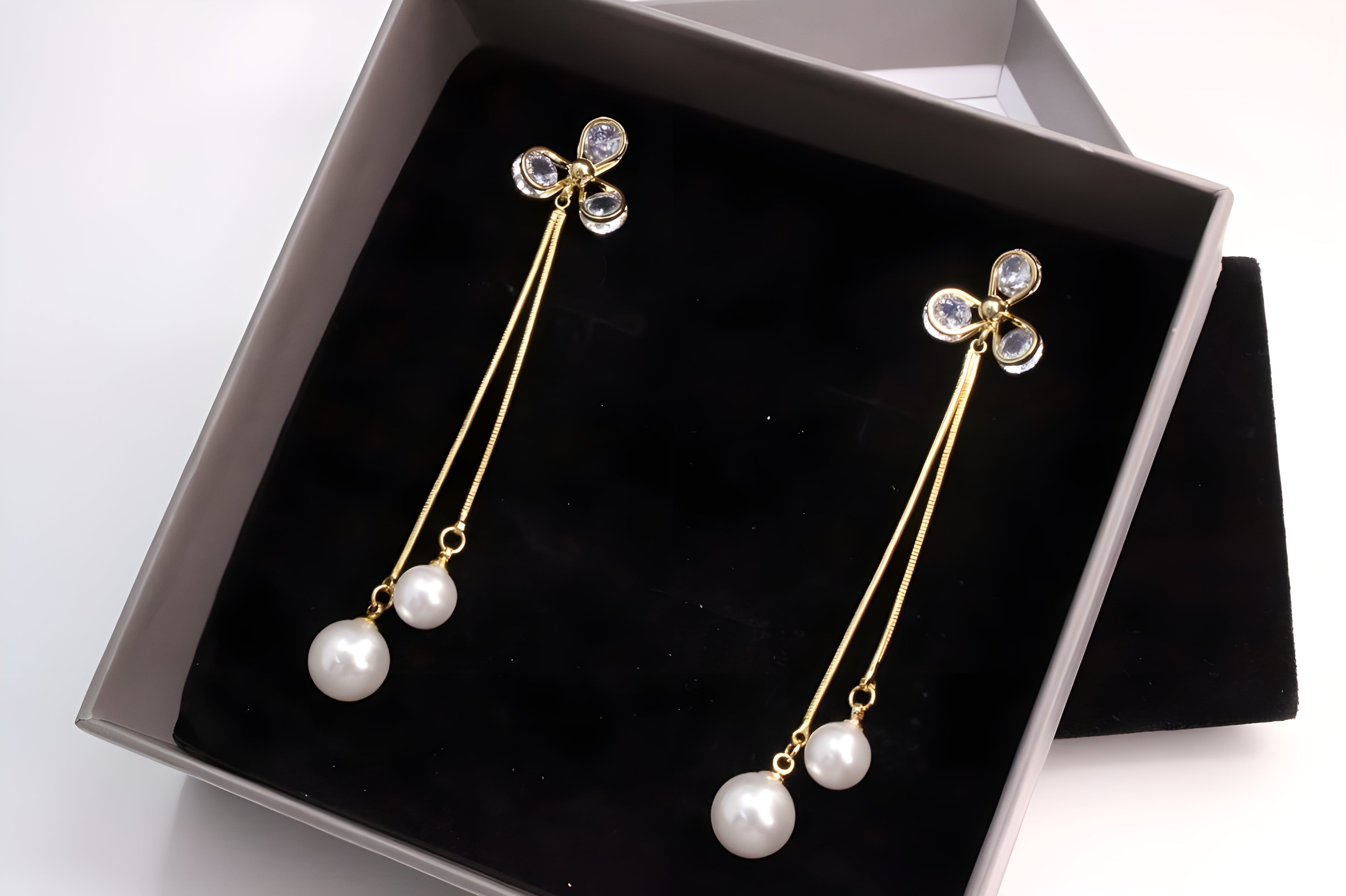 Lustrous Line Pearl Cascade Earrings
