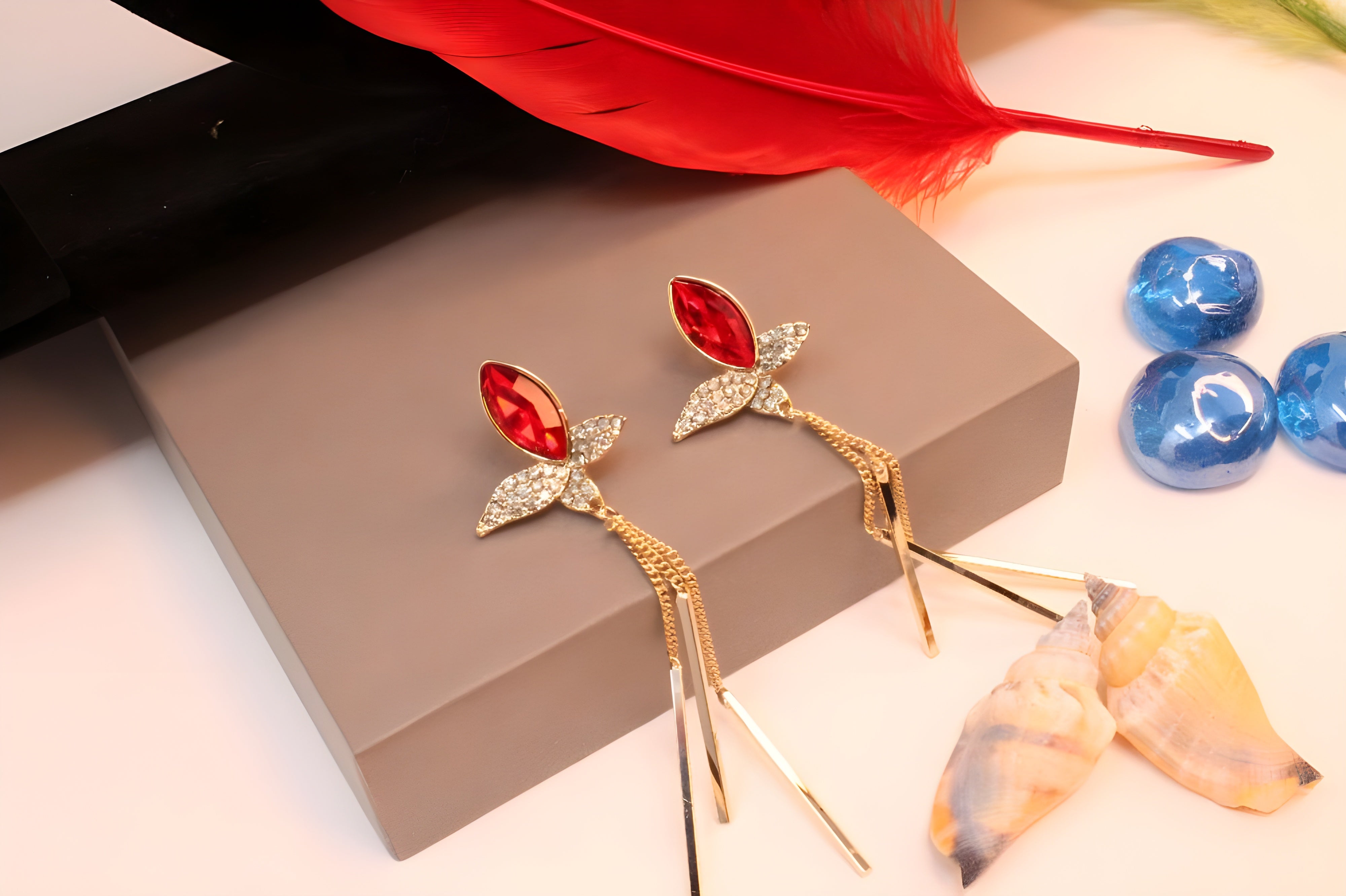 Red Ruby Glow Artificial Diamond Earrings
