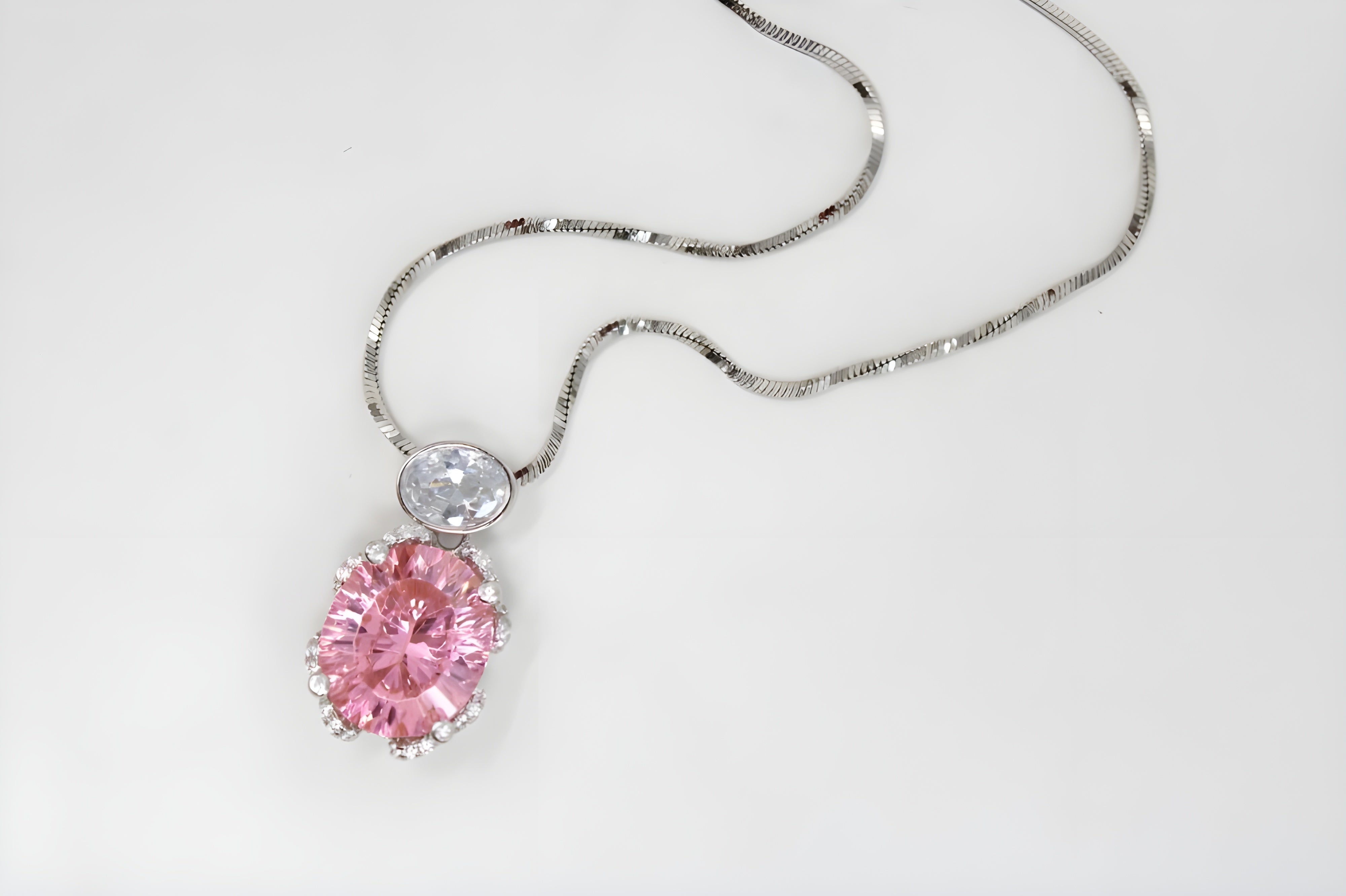 Coral Blossom Double Crystal Pendant with VeeLux Accents