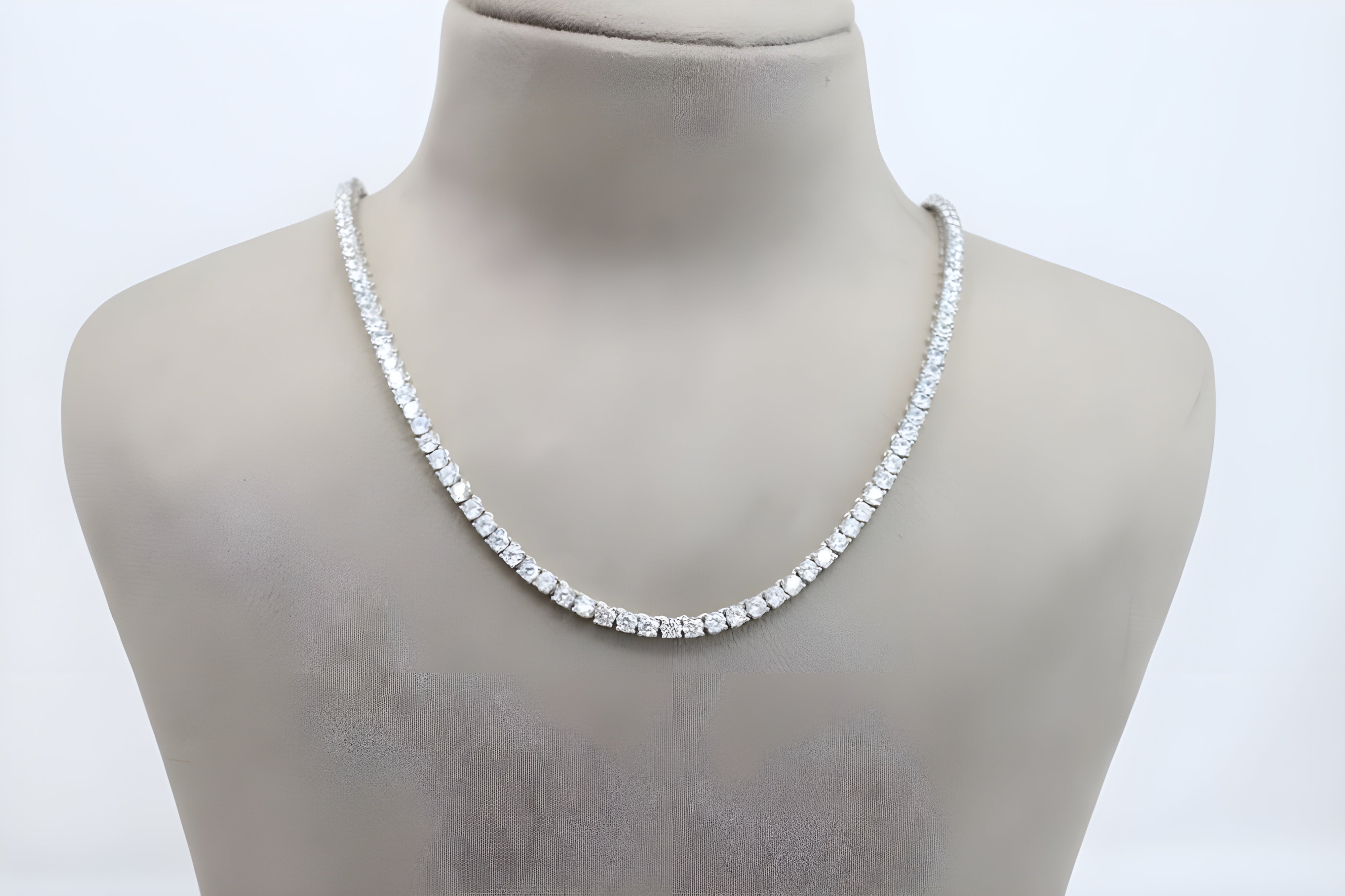 92.5 Sterling Silver Gleam Cubic Zirconia Tennis Necklace