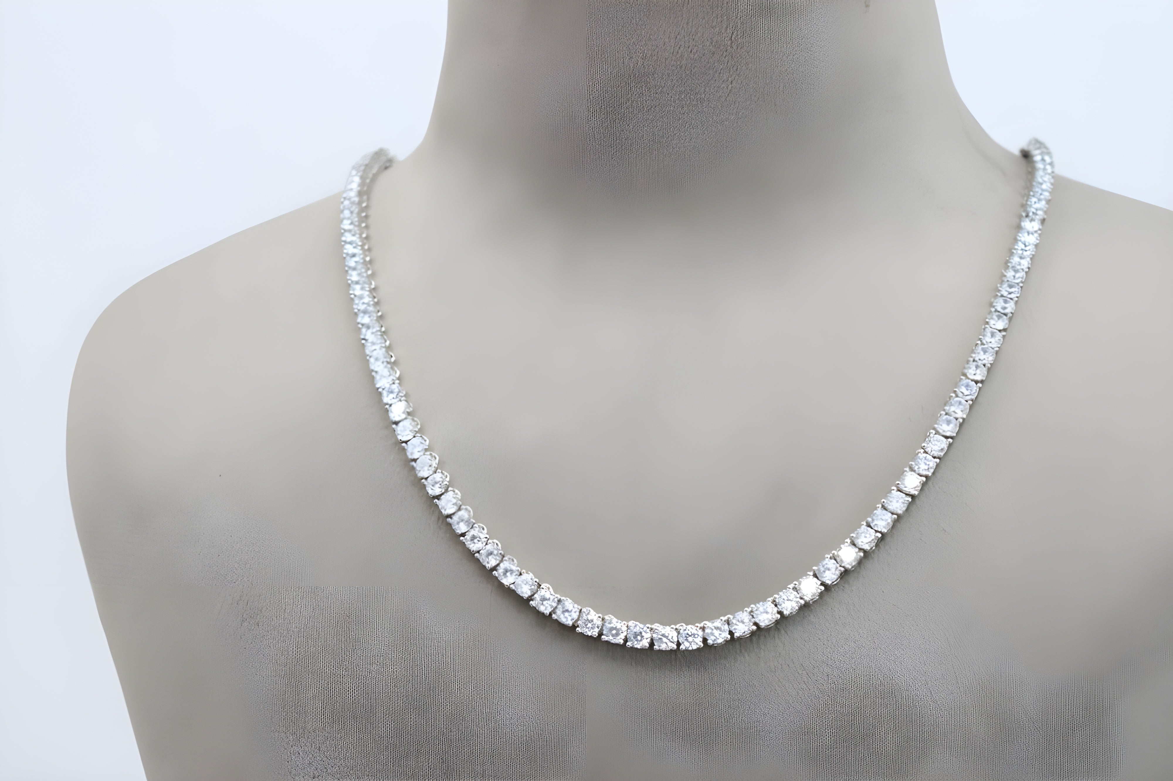 92.5 Sterling Silver Gleam Cubic Zirconia Tennis Necklace
