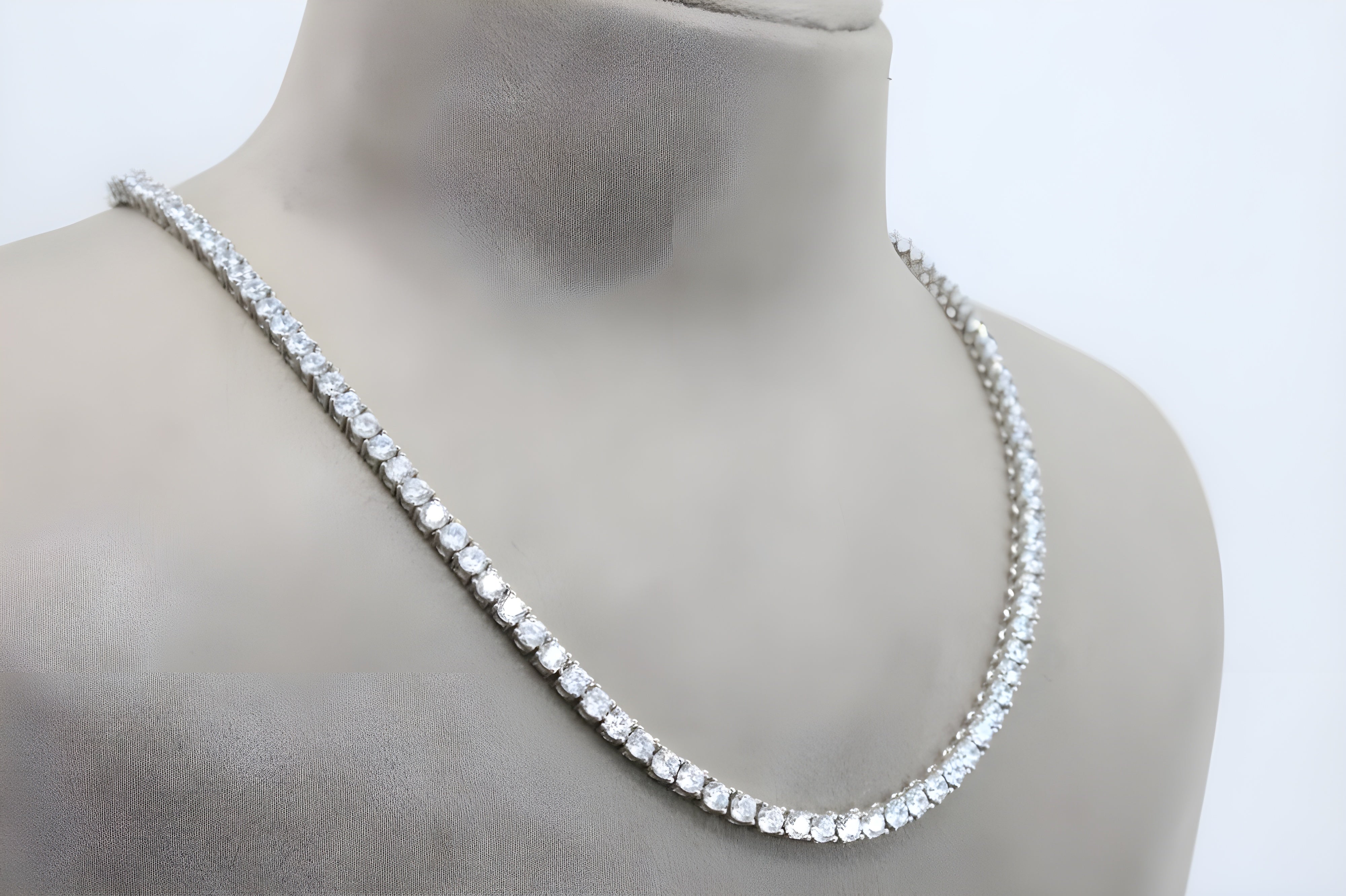 92.5 Sterling Silver Gleam Cubic Zirconia Tennis Necklace