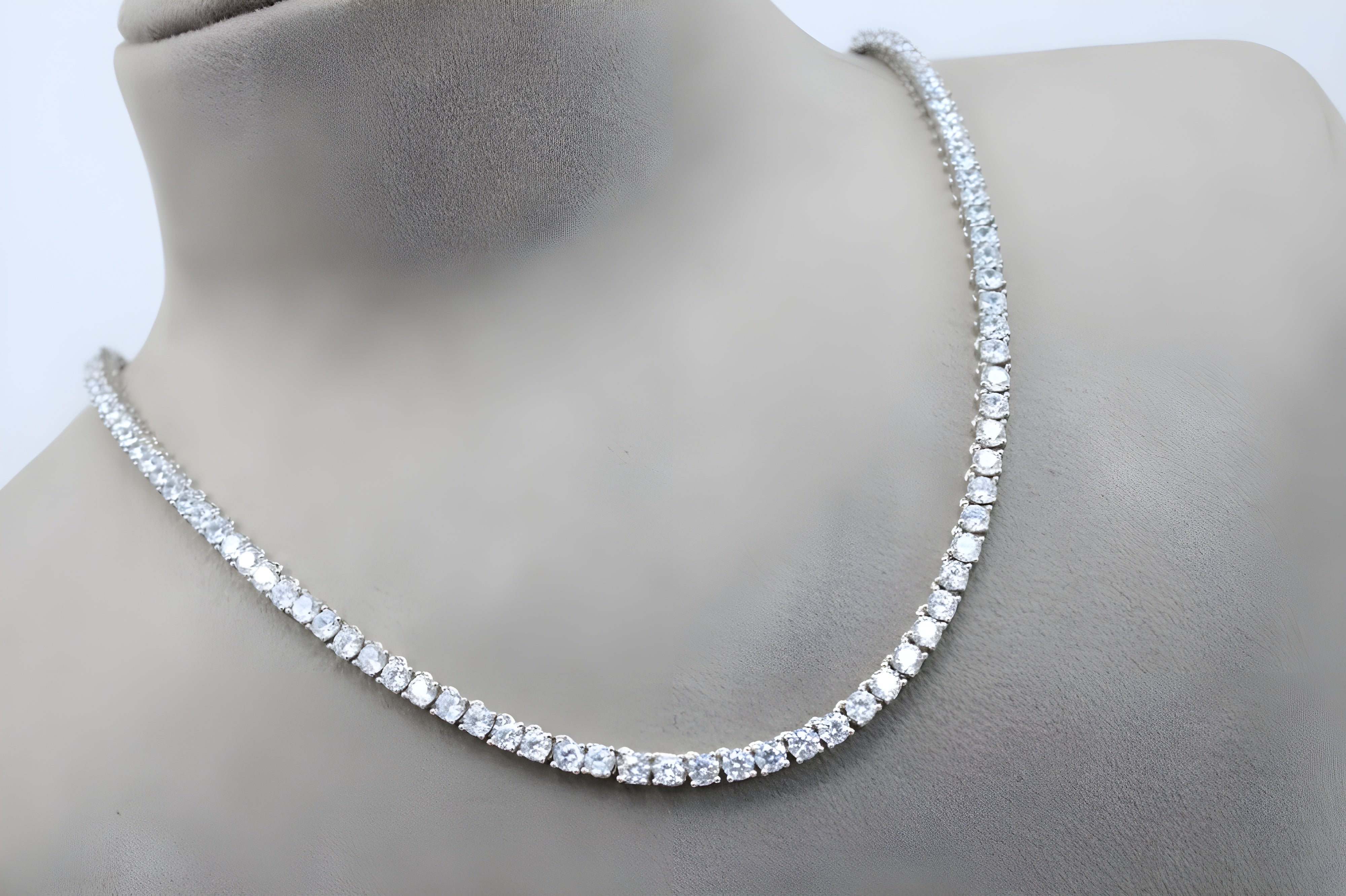 92.5 Sterling Silver Gleam Cubic Zirconia Tennis Necklace