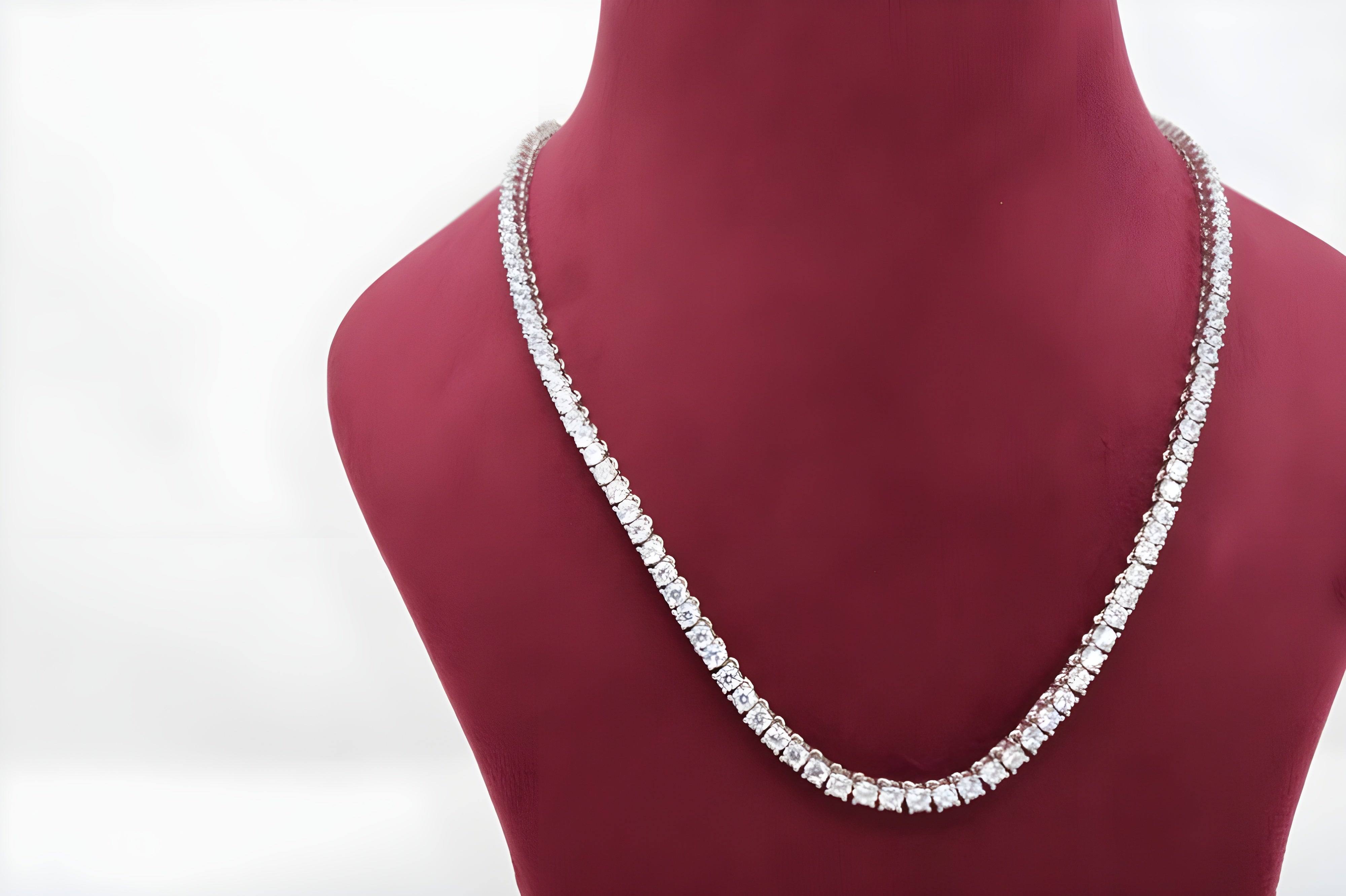 92.5 Sterling Silver Gleam Cubic Zirconia Tennis Necklace