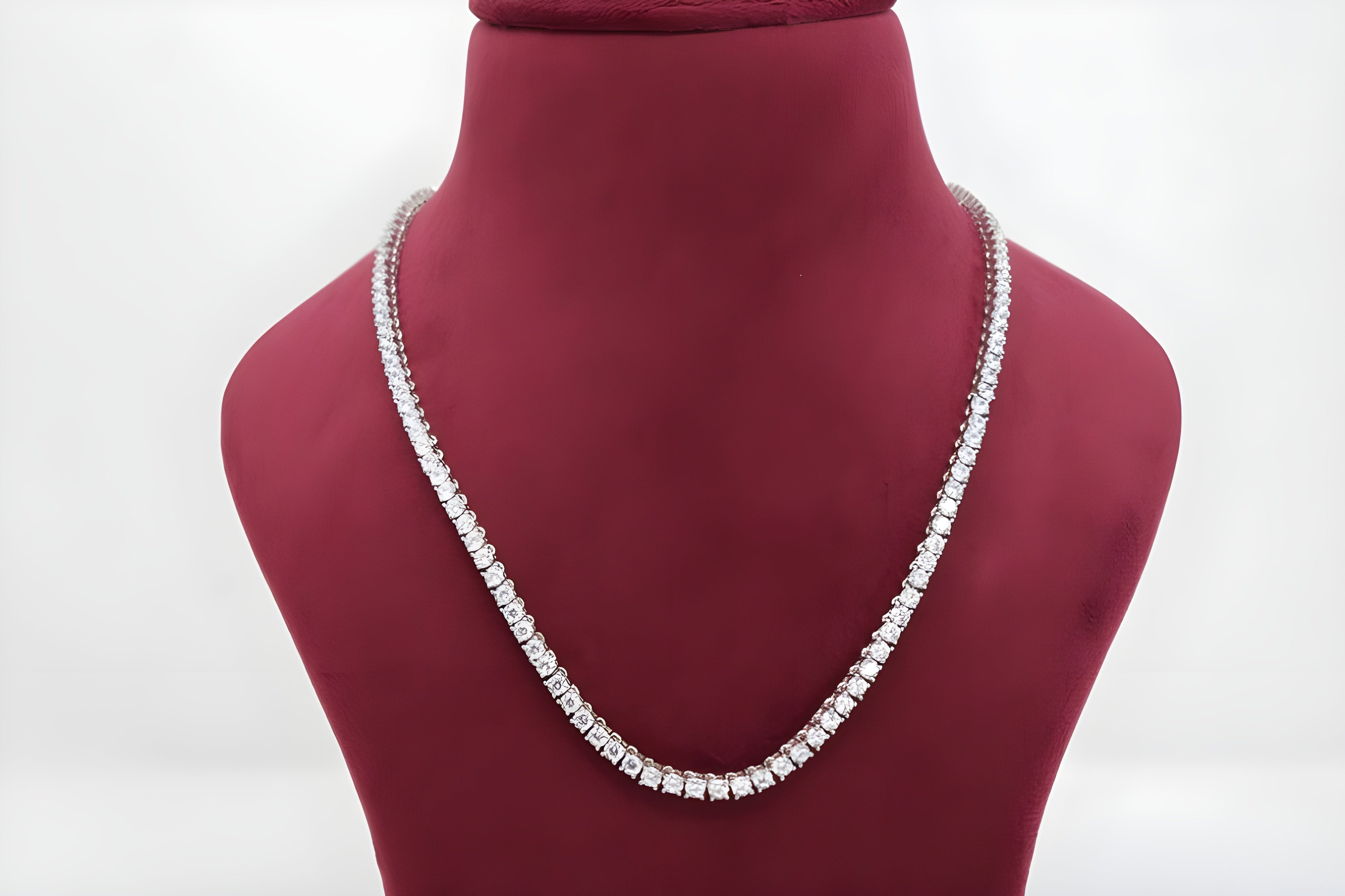 92.5 Sterling Silver Gleam Cubic Zirconia Tennis Necklace