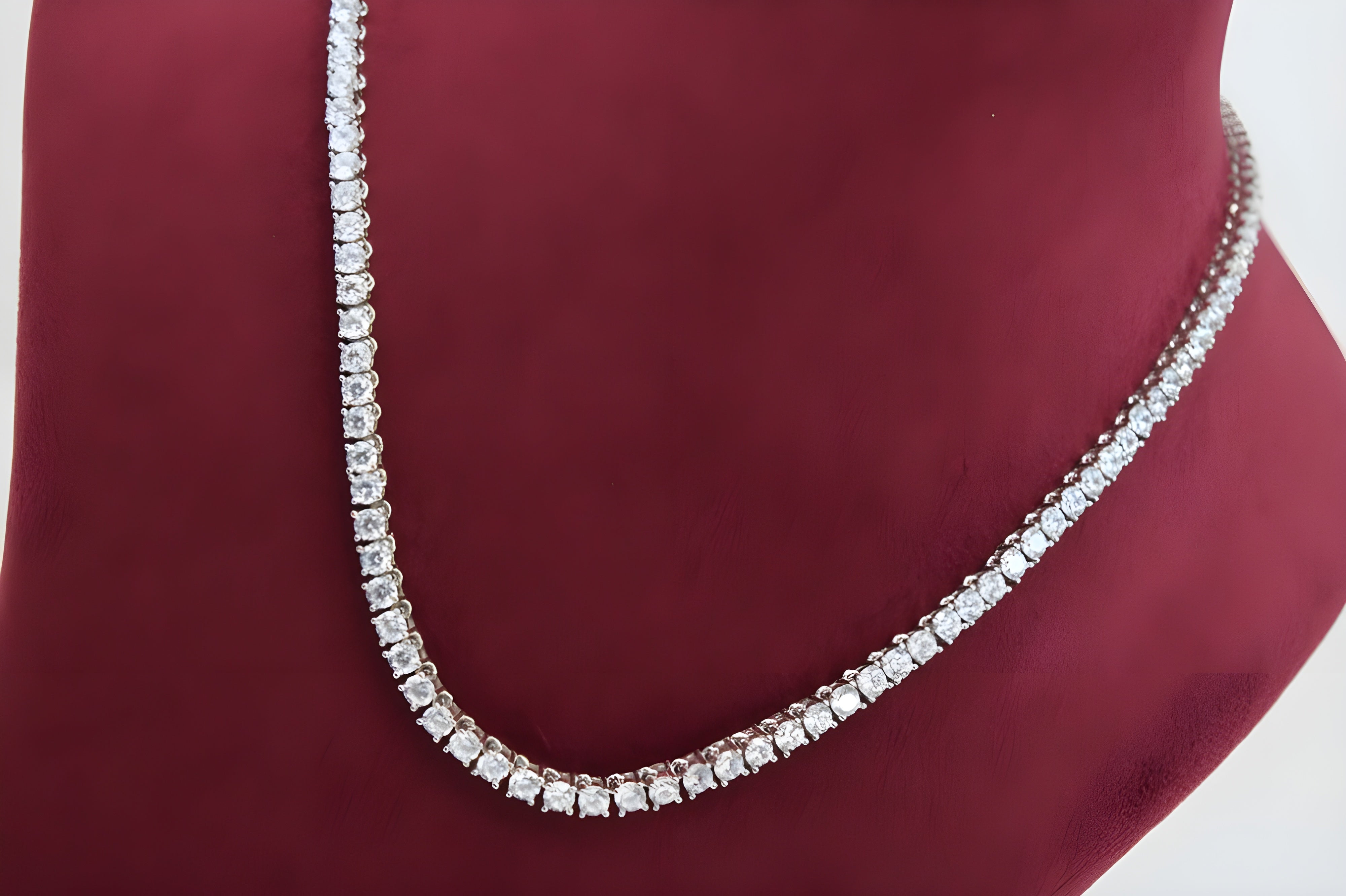 92.5 Sterling Silver Gleam Cubic Zirconia Tennis Necklace