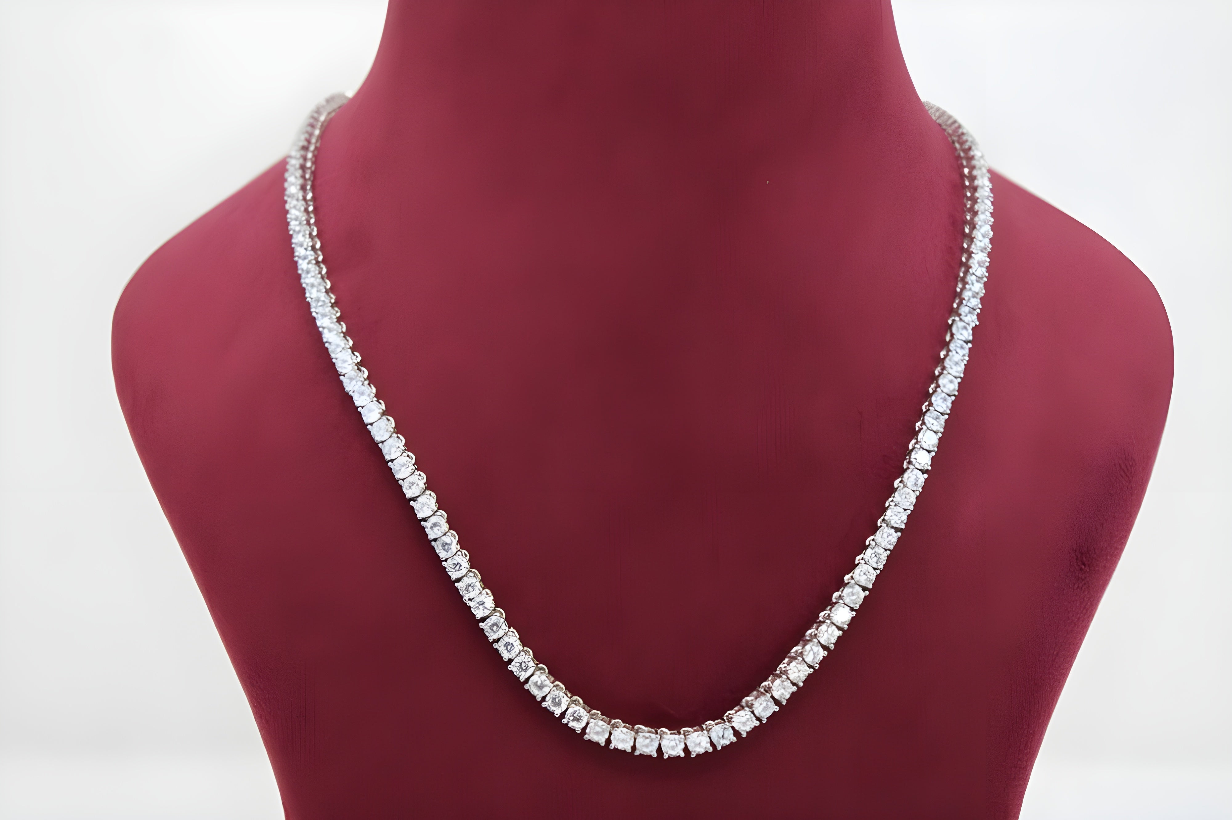 92.5 Sterling Silver Gleam Cubic Zirconia Tennis Necklace