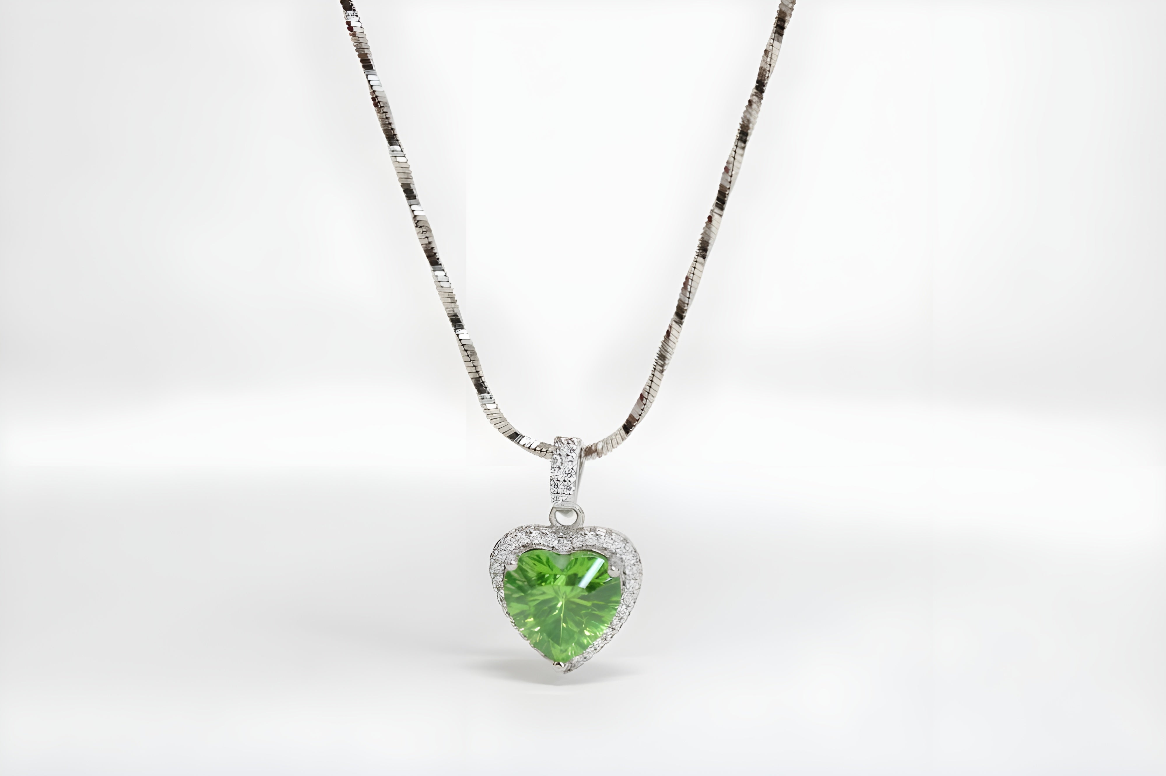 Eternal Love Green Heart Pendant in Sterling Silver