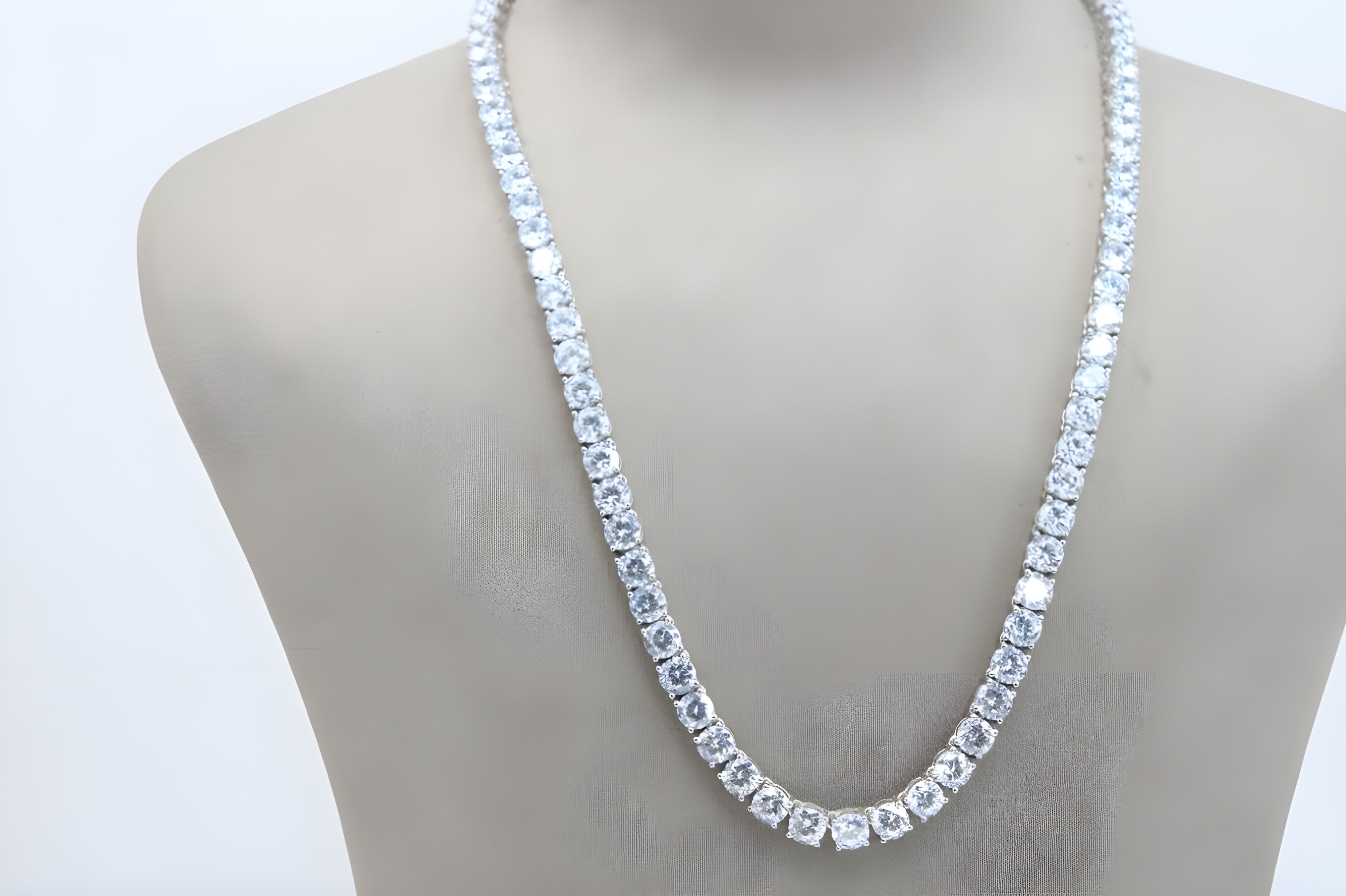 92.5 Sterling Silver Radiance: Cubic Zirconia Tennis Necklace