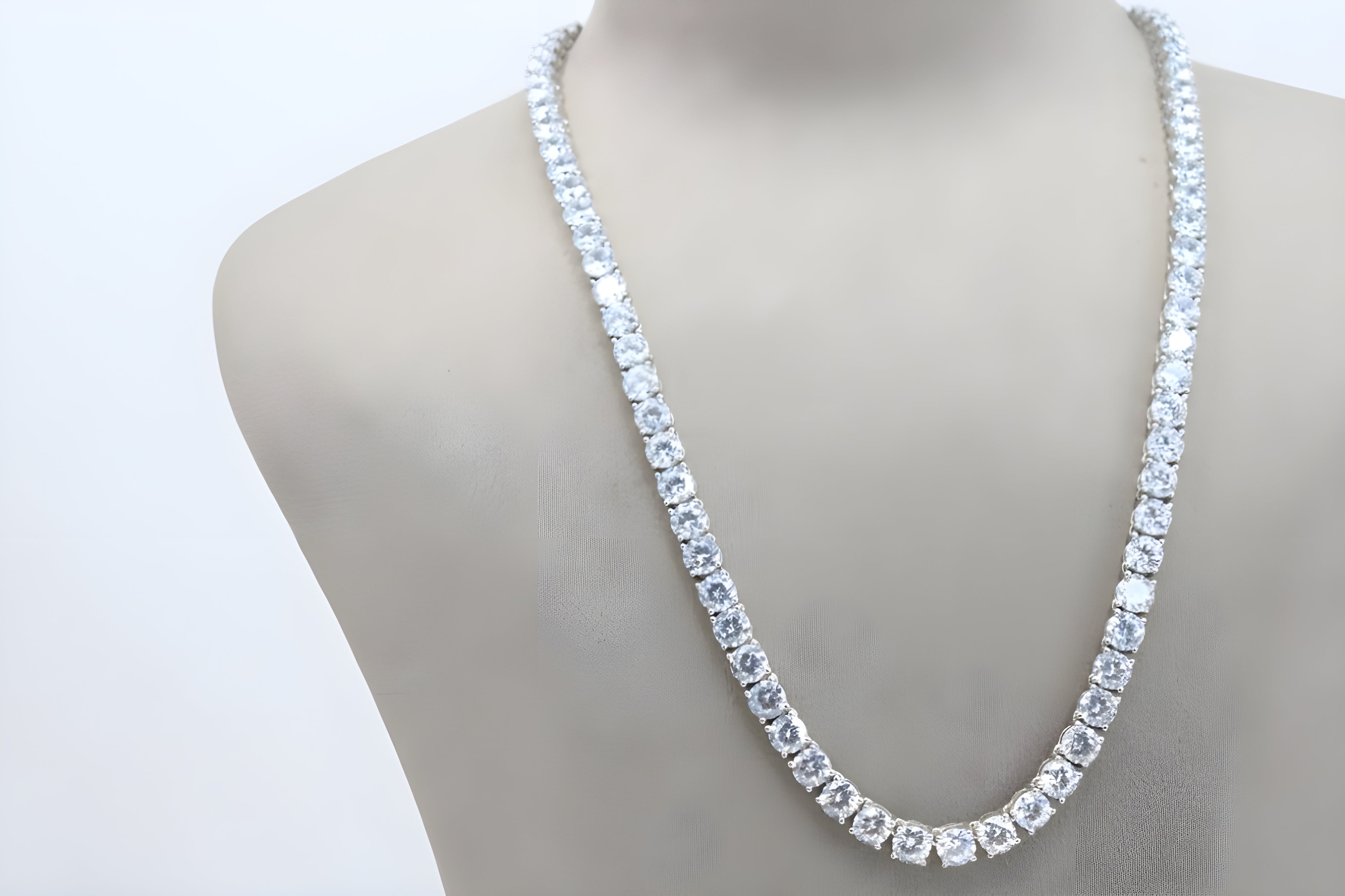 92.5 Sterling Silver Radiance: Cubic Zirconia Tennis Necklace