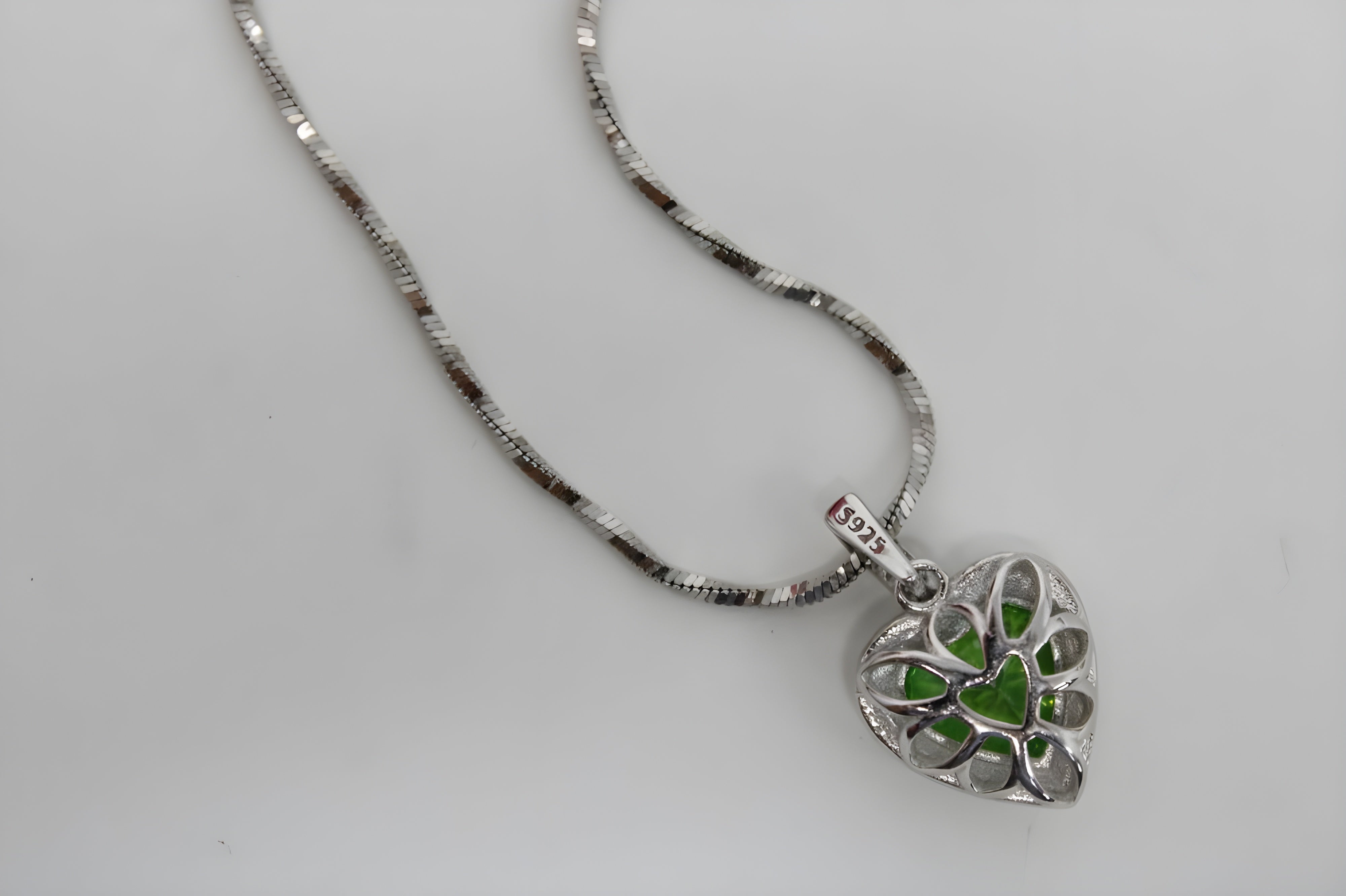 Eternal Love Green Heart Pendant in Sterling Silver