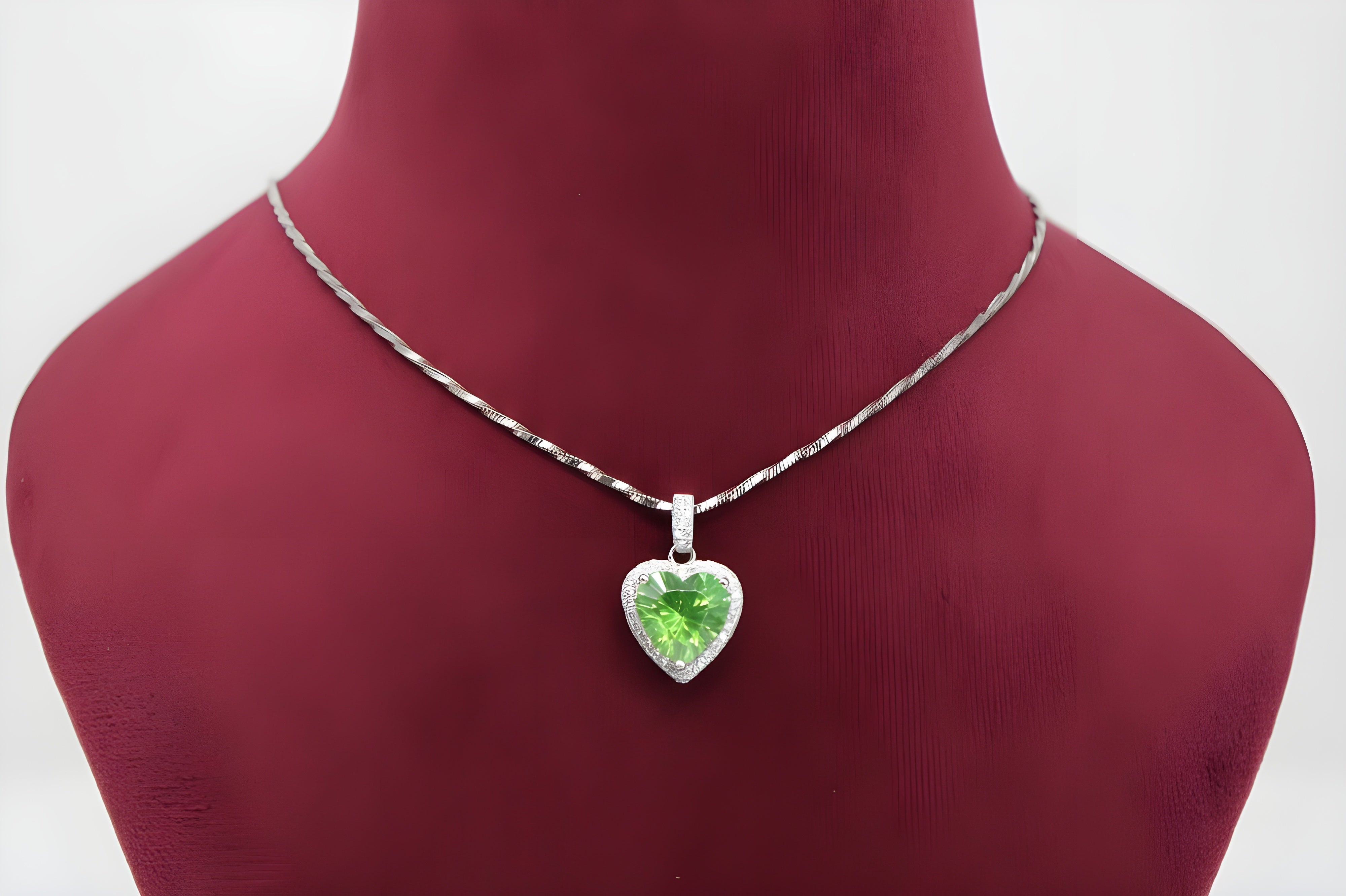 Eternal Love Green Heart Pendant in Sterling Silver
