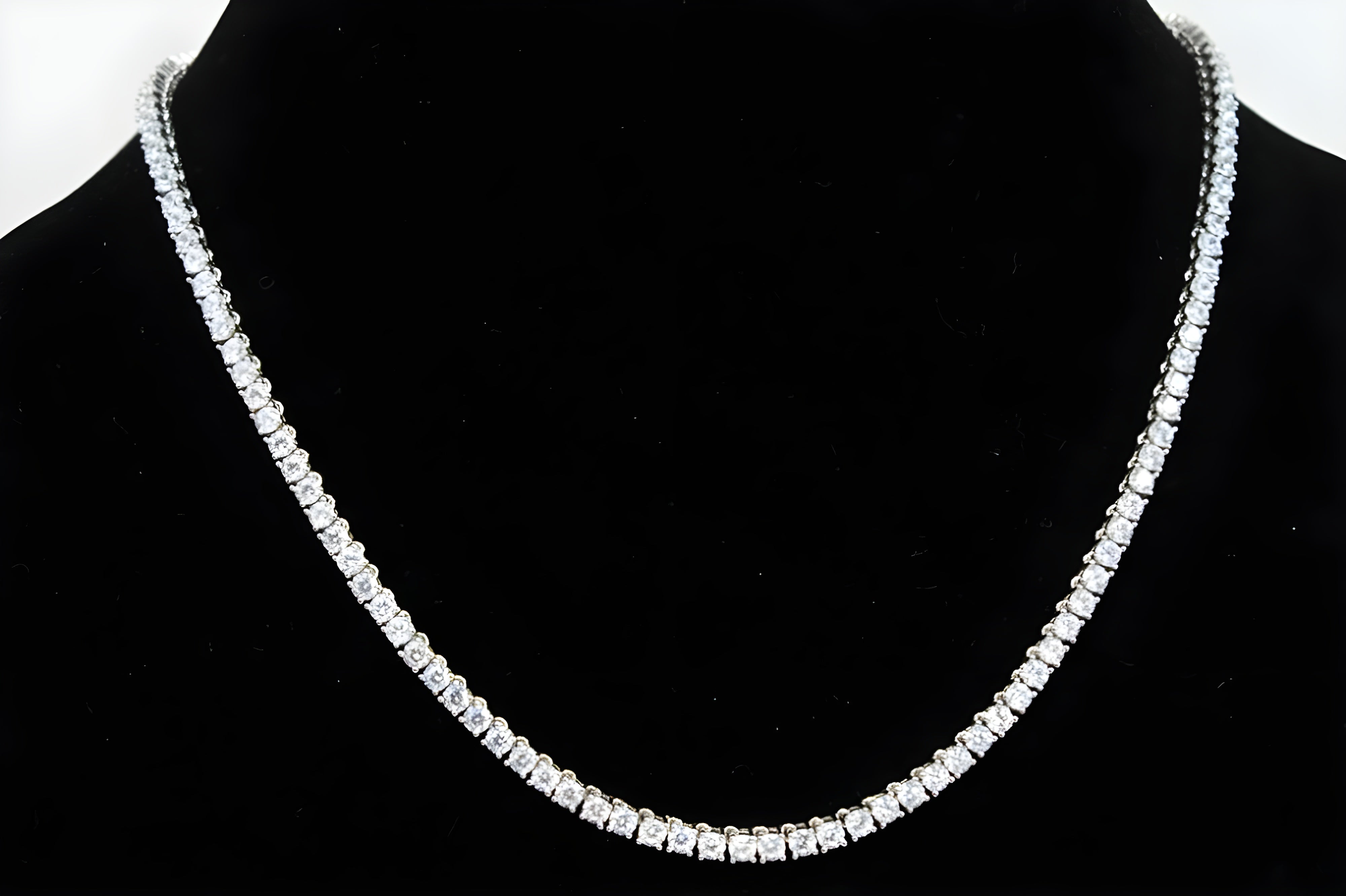 92.5 Sterling Silver Gleam Cubic Zirconia Tennis Necklace