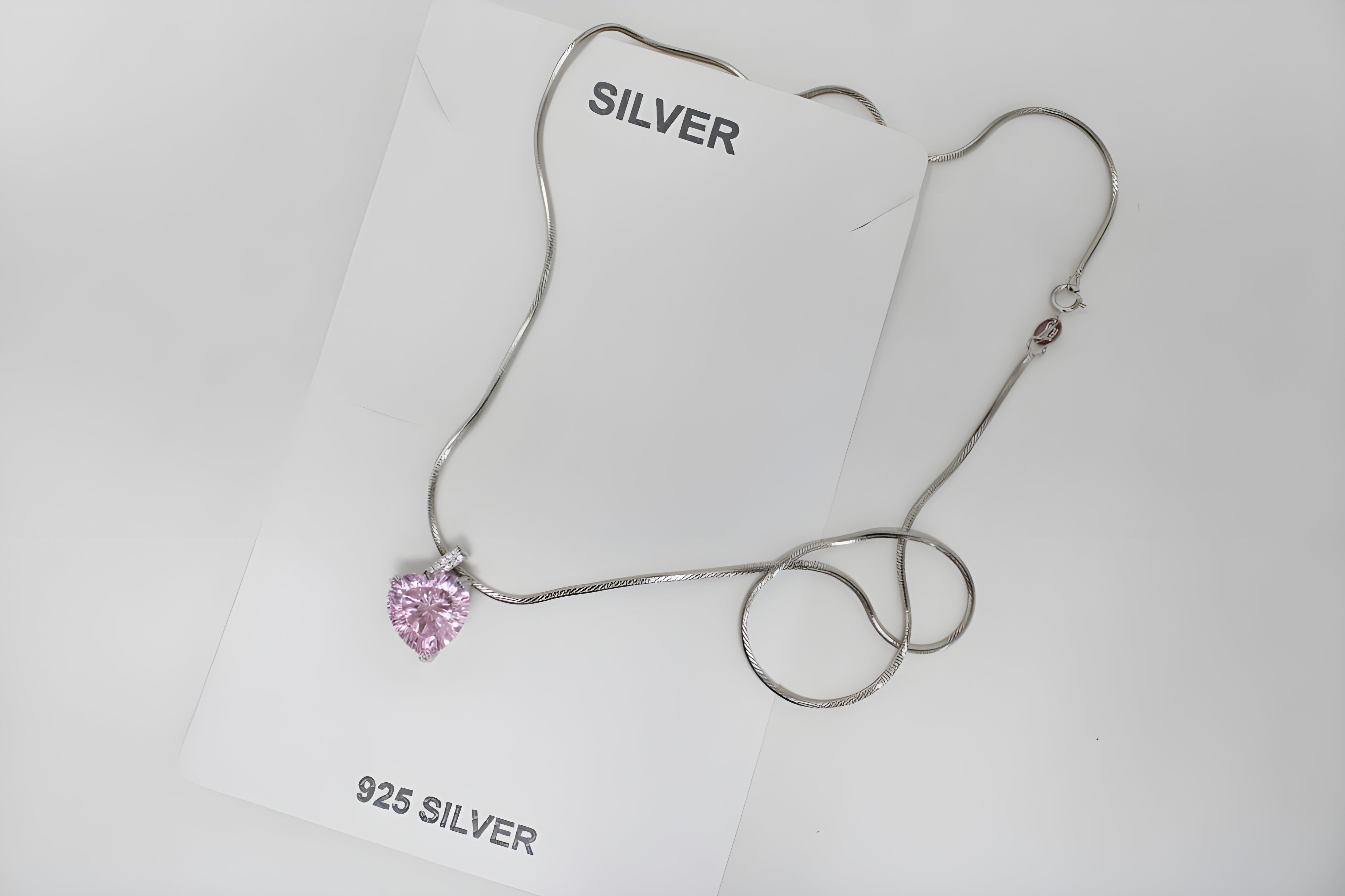 Rose Dew Pink Teardrop Pendant in Sterling Silver