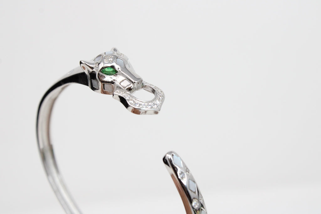 Sterling Silver VeeLux Premium Crystal Green Classic Elegance Bracelet