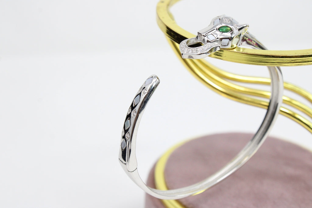Sterling Silver VeeLux Premium Crystal Green Classic Elegance Bracelet