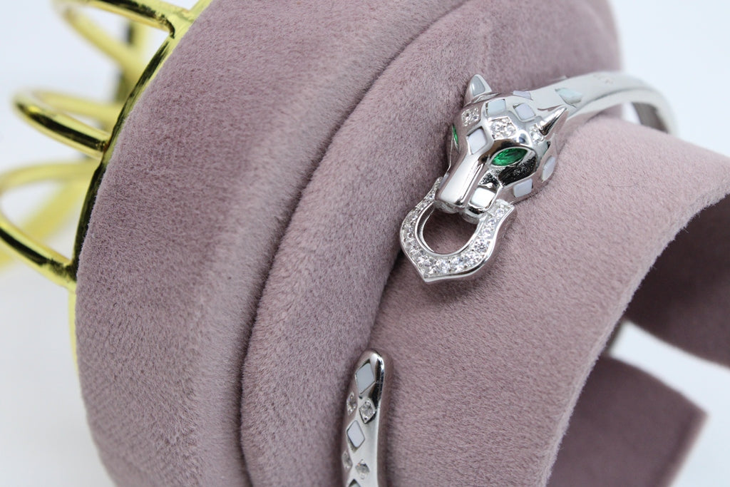 Sterling Silver VeeLux Premium Crystal Green Classic Elegance Bracelet