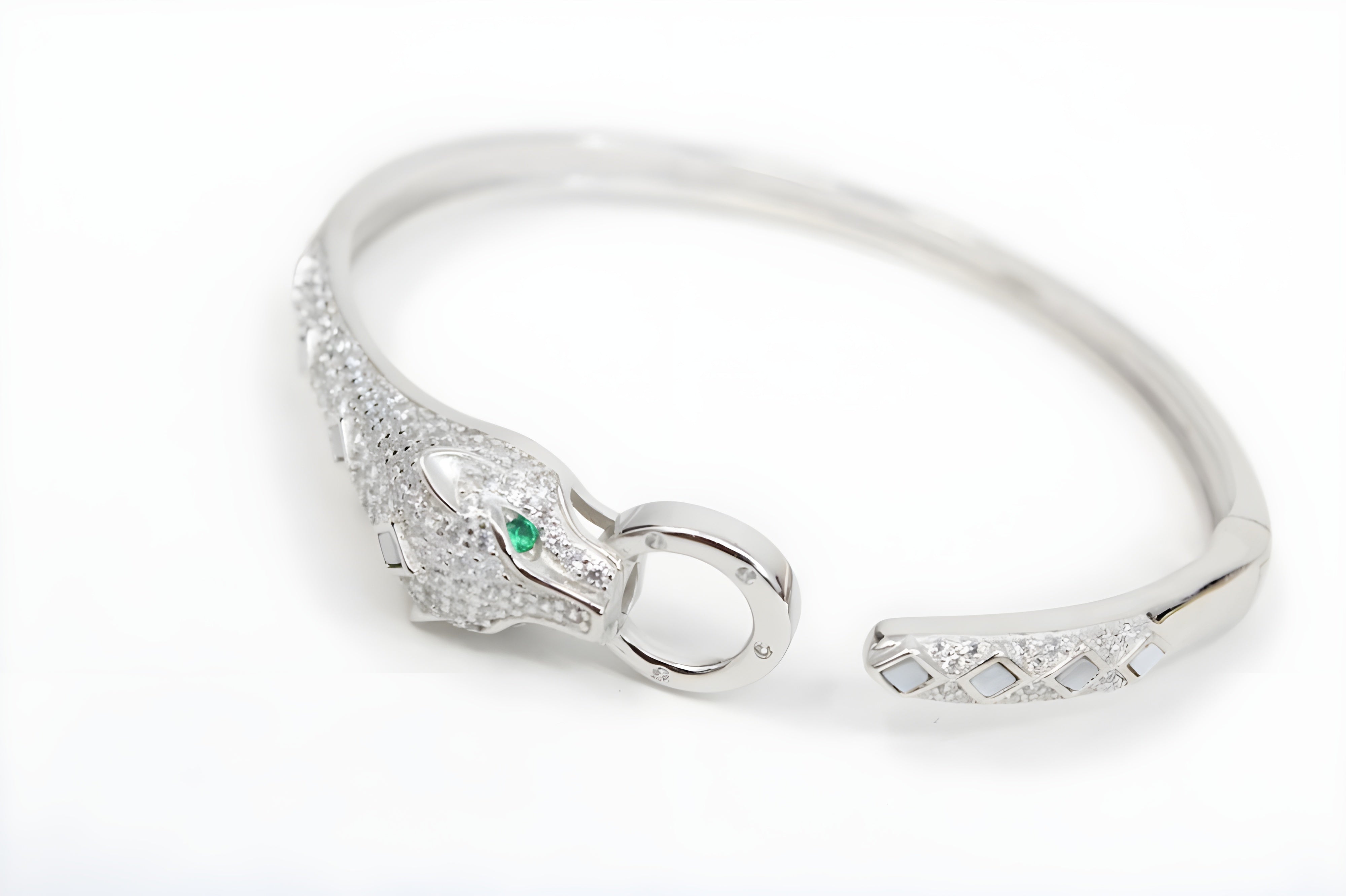 Serene Silver Serpentine VeeLux Premium Crystal Bracelet