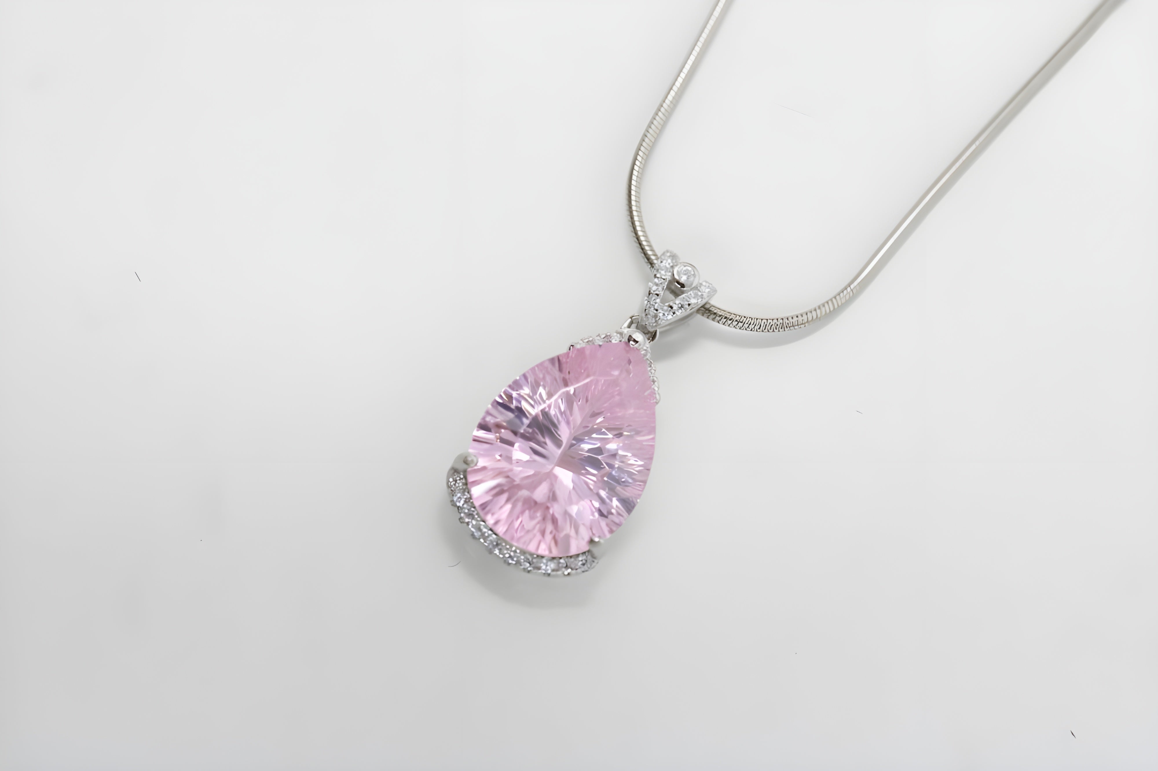 Elegant Pink Teardrop Halo Necklace by VeeLux