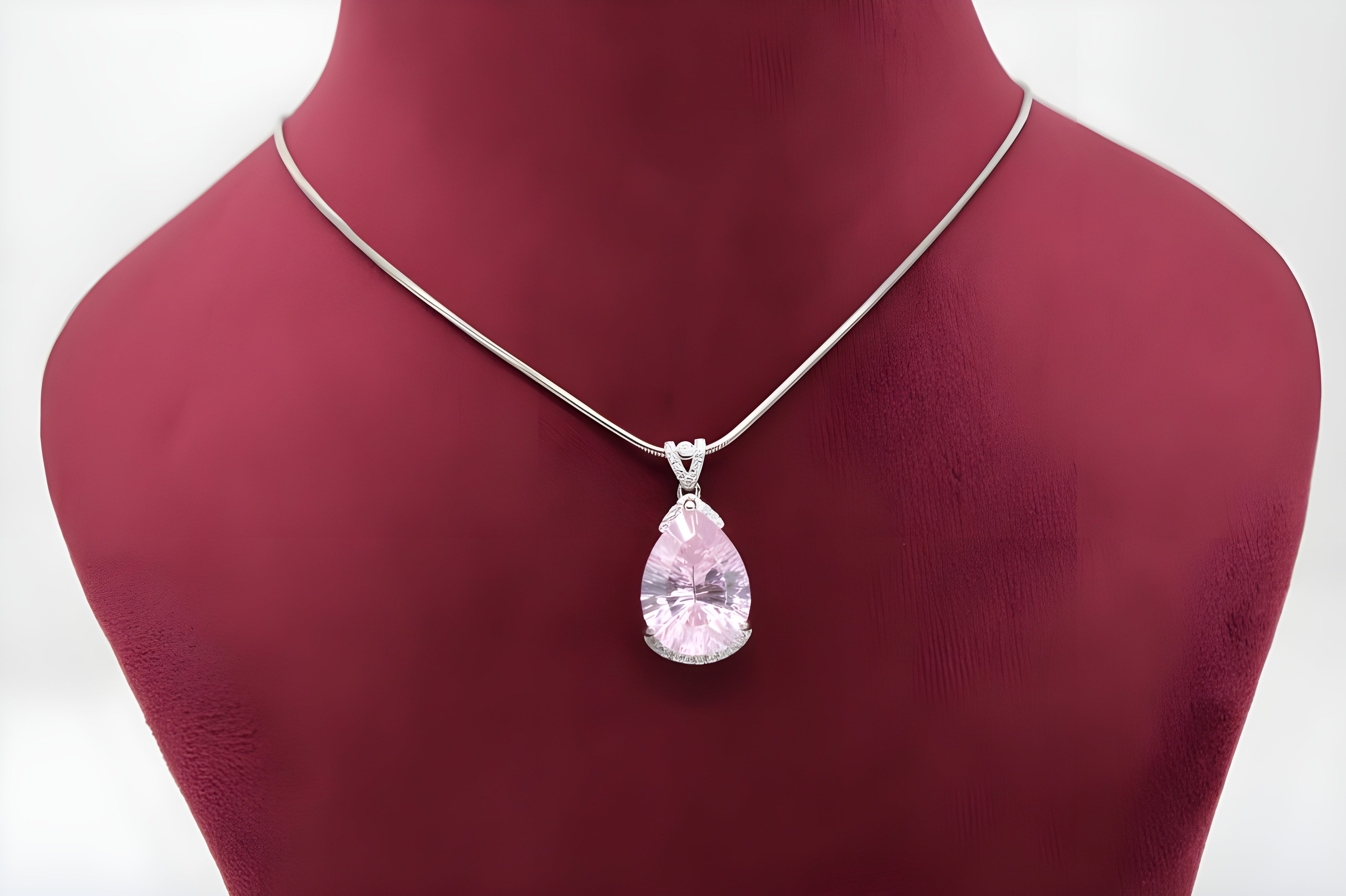 Elegant Pink Teardrop Halo Necklace by VeeLux