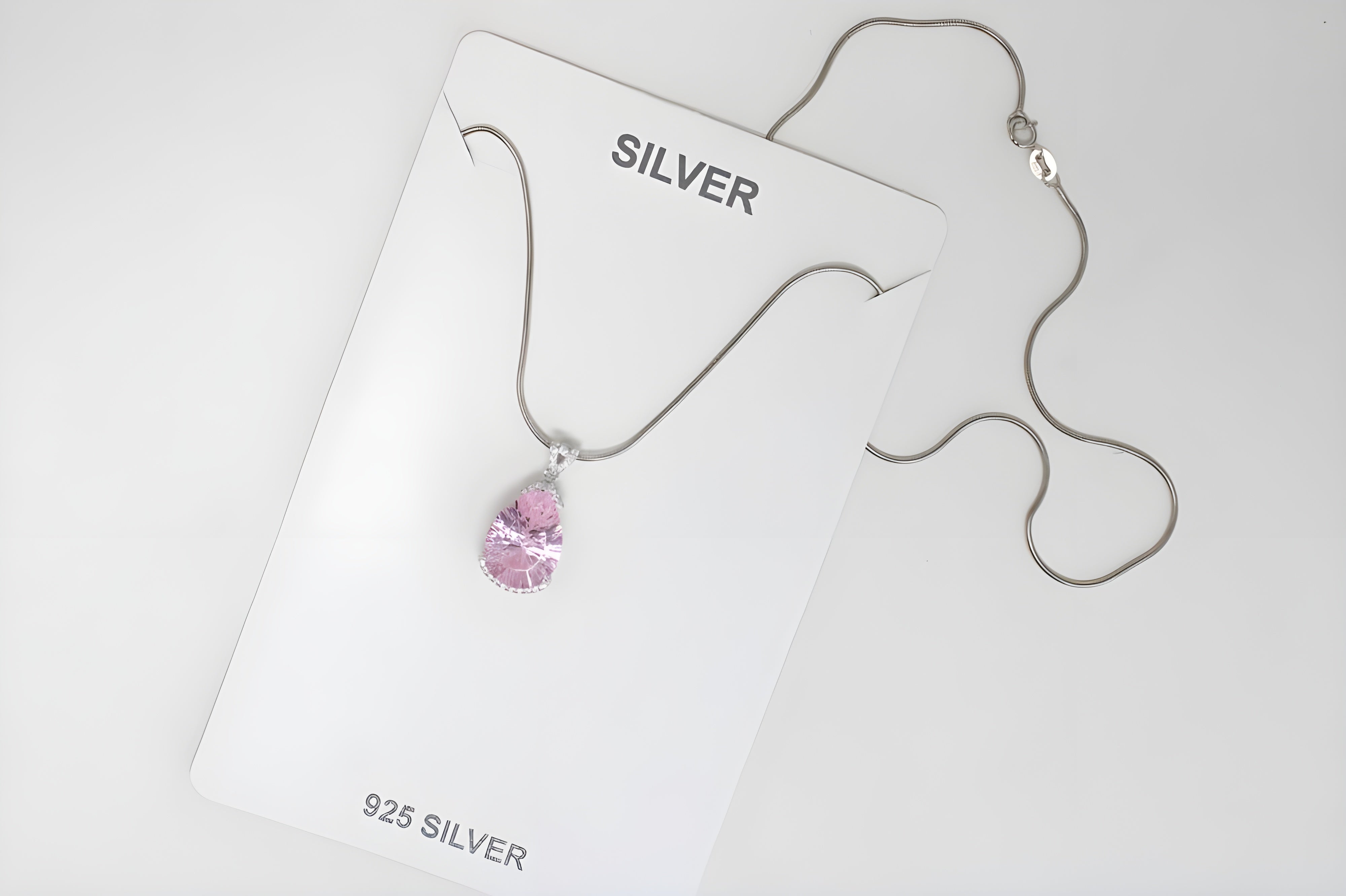 Elegant Pink Teardrop Halo Necklace by VeeLux