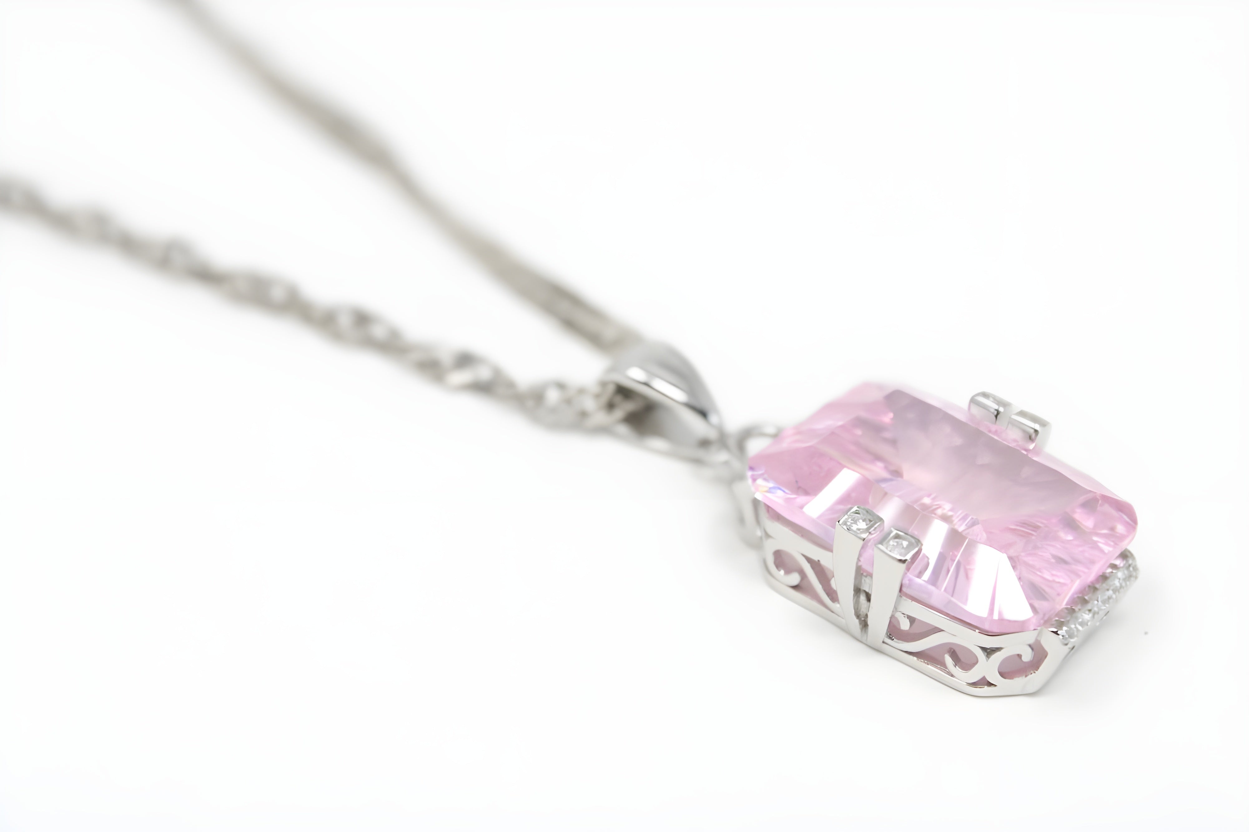Timeless Pink Cushion Crystal Necklace by VeeLux