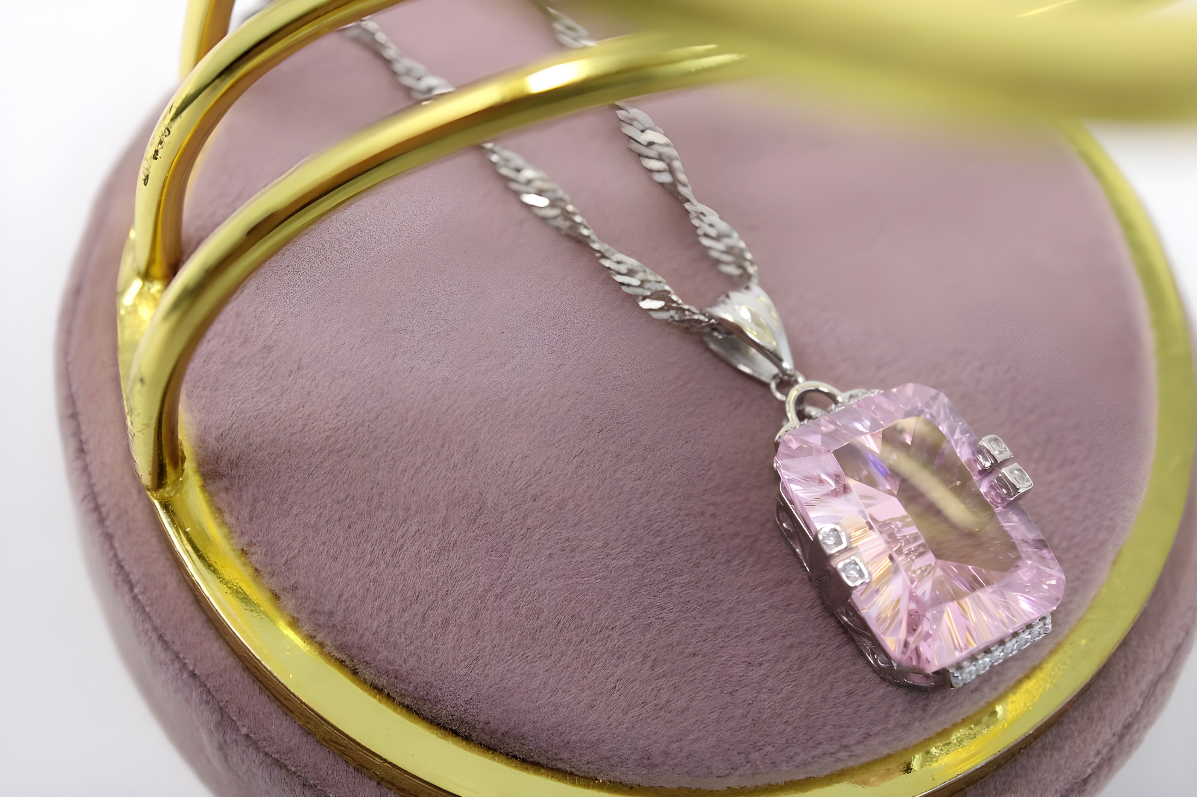Timeless Pink Cushion Crystal Necklace by VeeLux