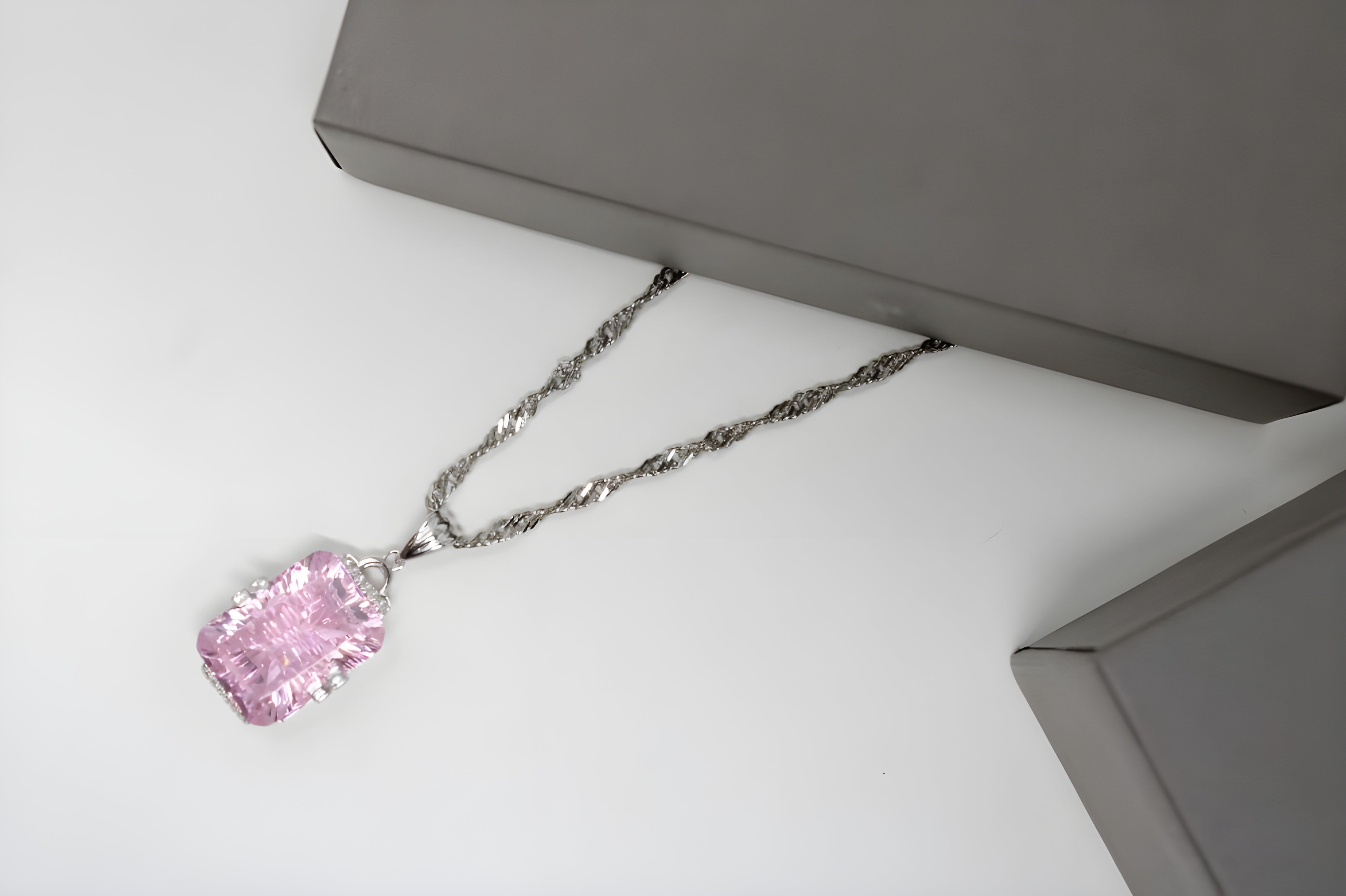 Timeless Pink Cushion Crystal Necklace by VeeLux