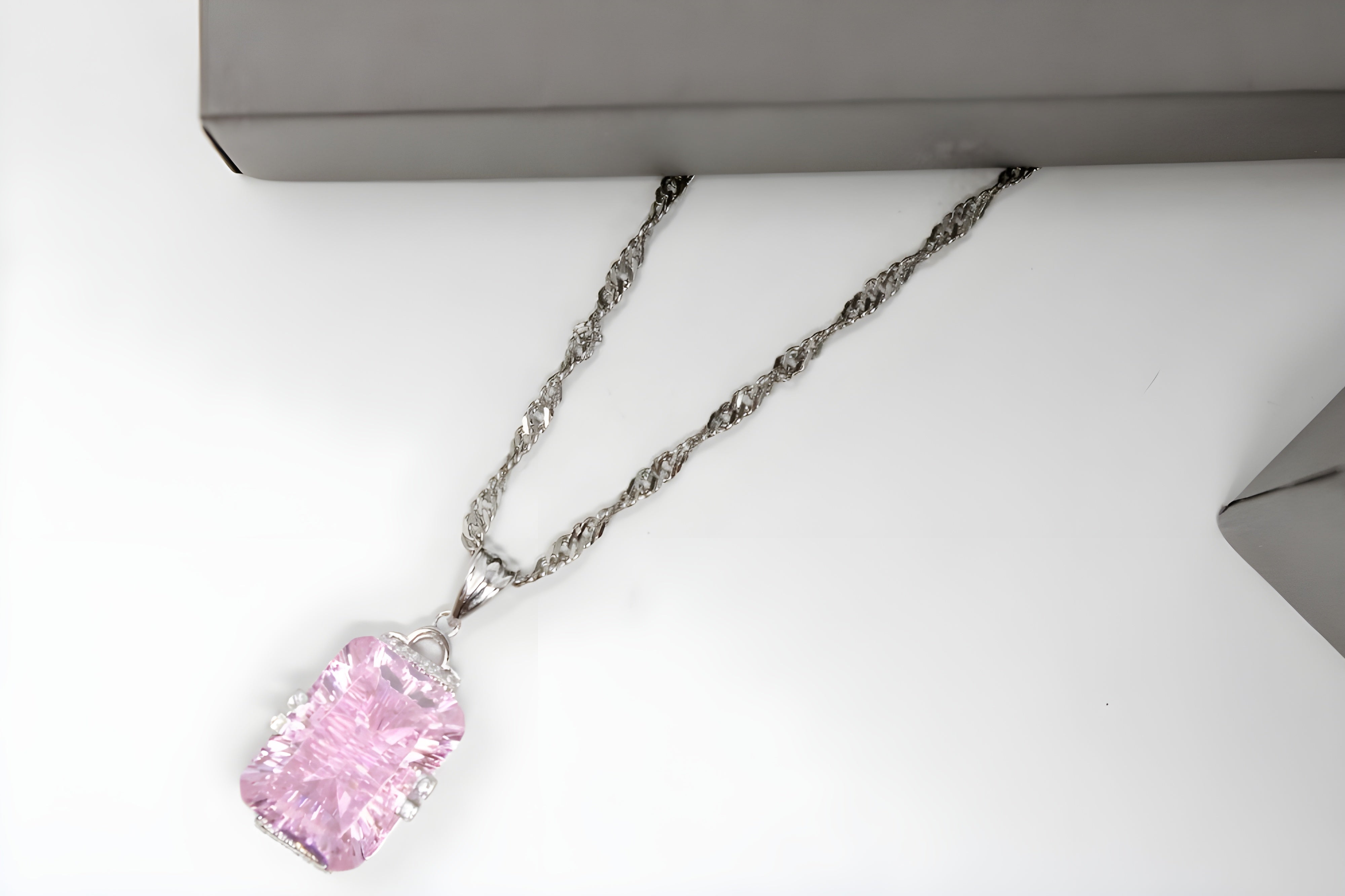 Timeless Pink Cushion Crystal Necklace by VeeLux