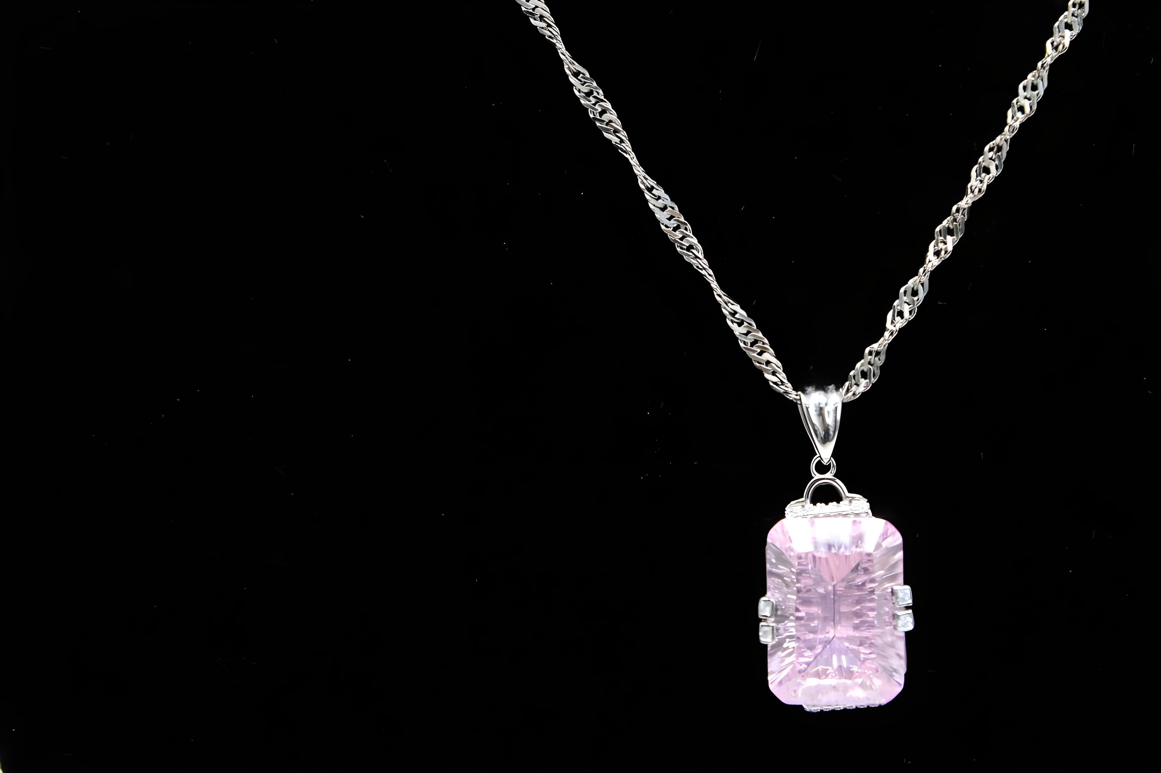 Timeless Pink Cushion Crystal Necklace by VeeLux