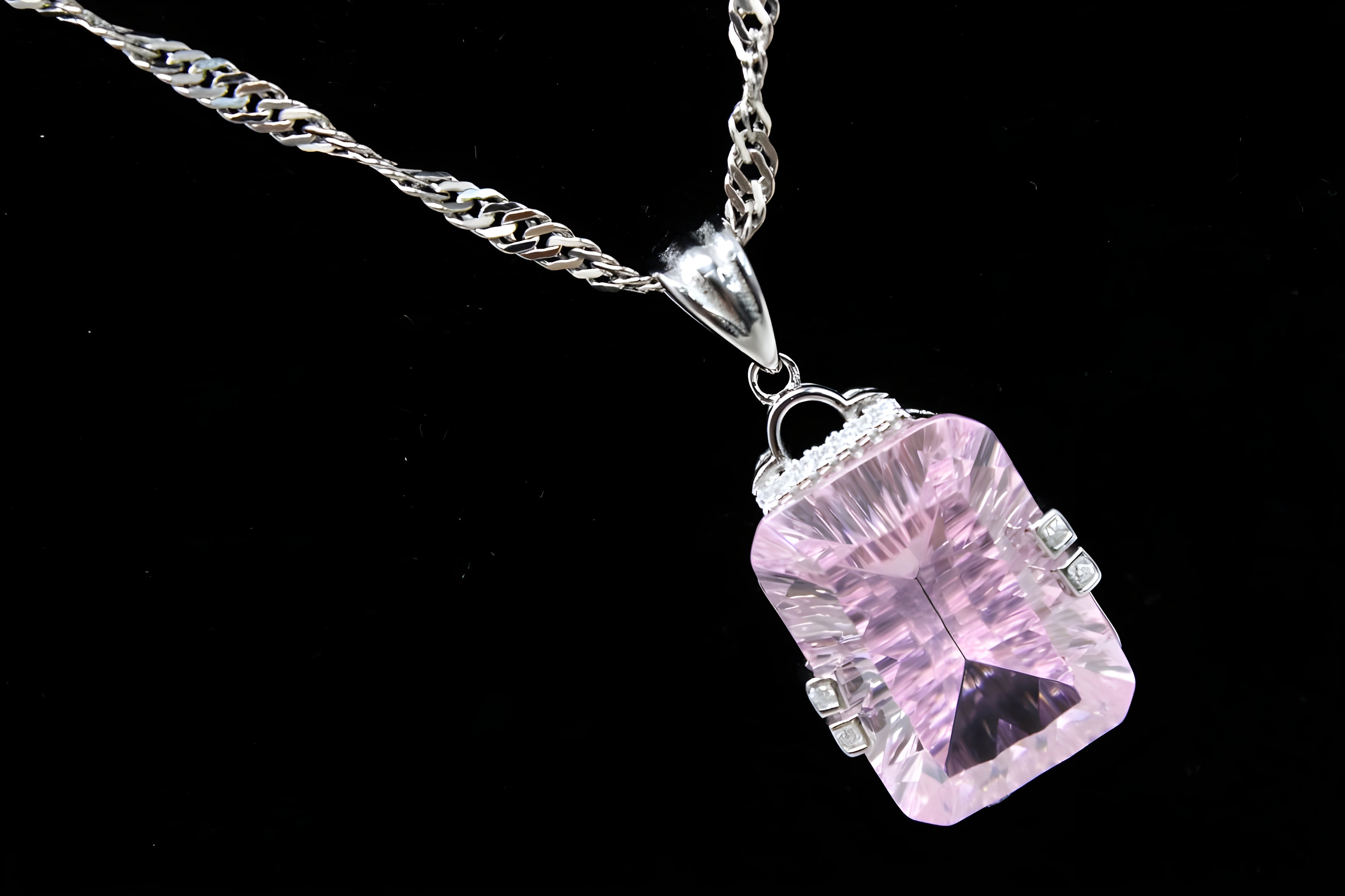 Timeless Pink Cushion Crystal Necklace by VeeLux
