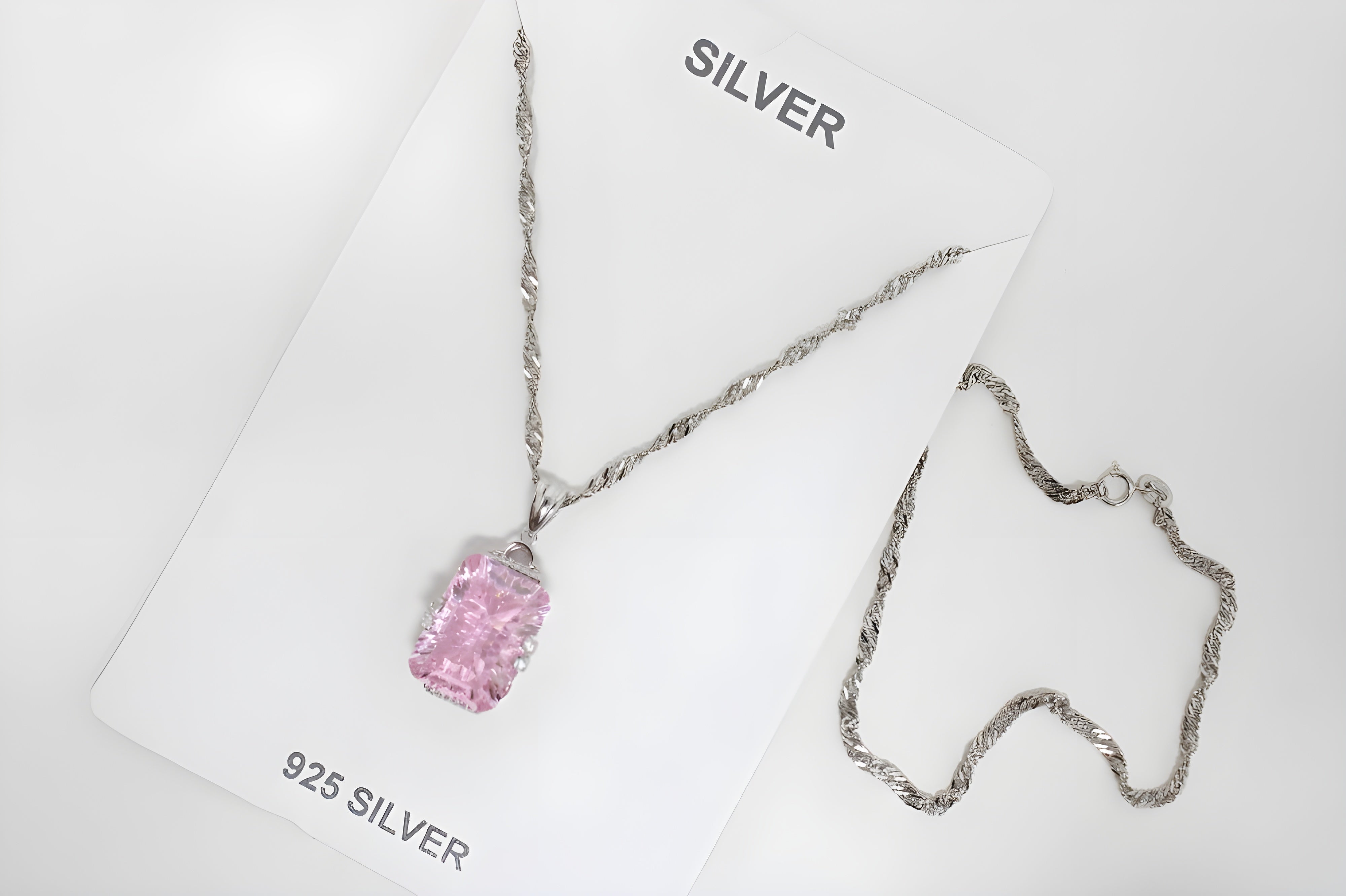 Timeless Pink Cushion Crystal Necklace by VeeLux