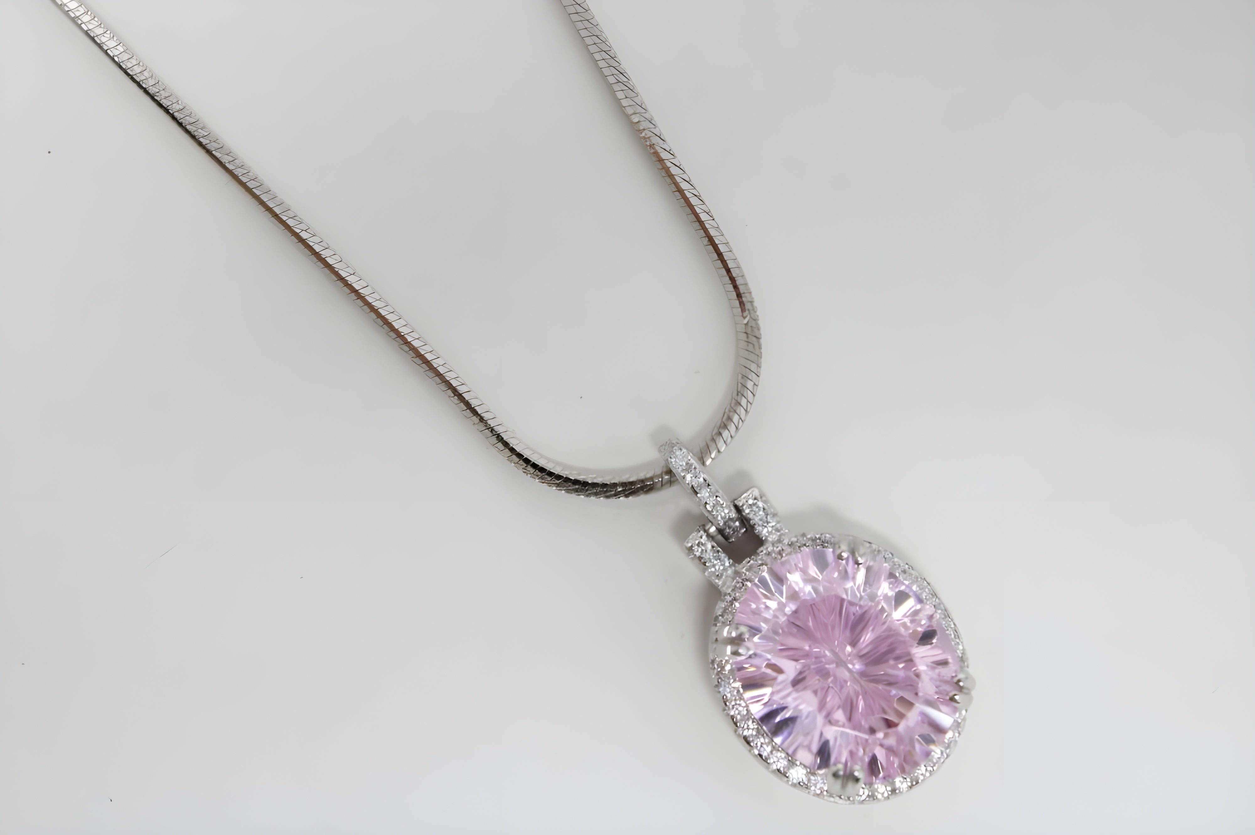 Soft Blush Cushion-Cut Crystal Pendant by VeeLux