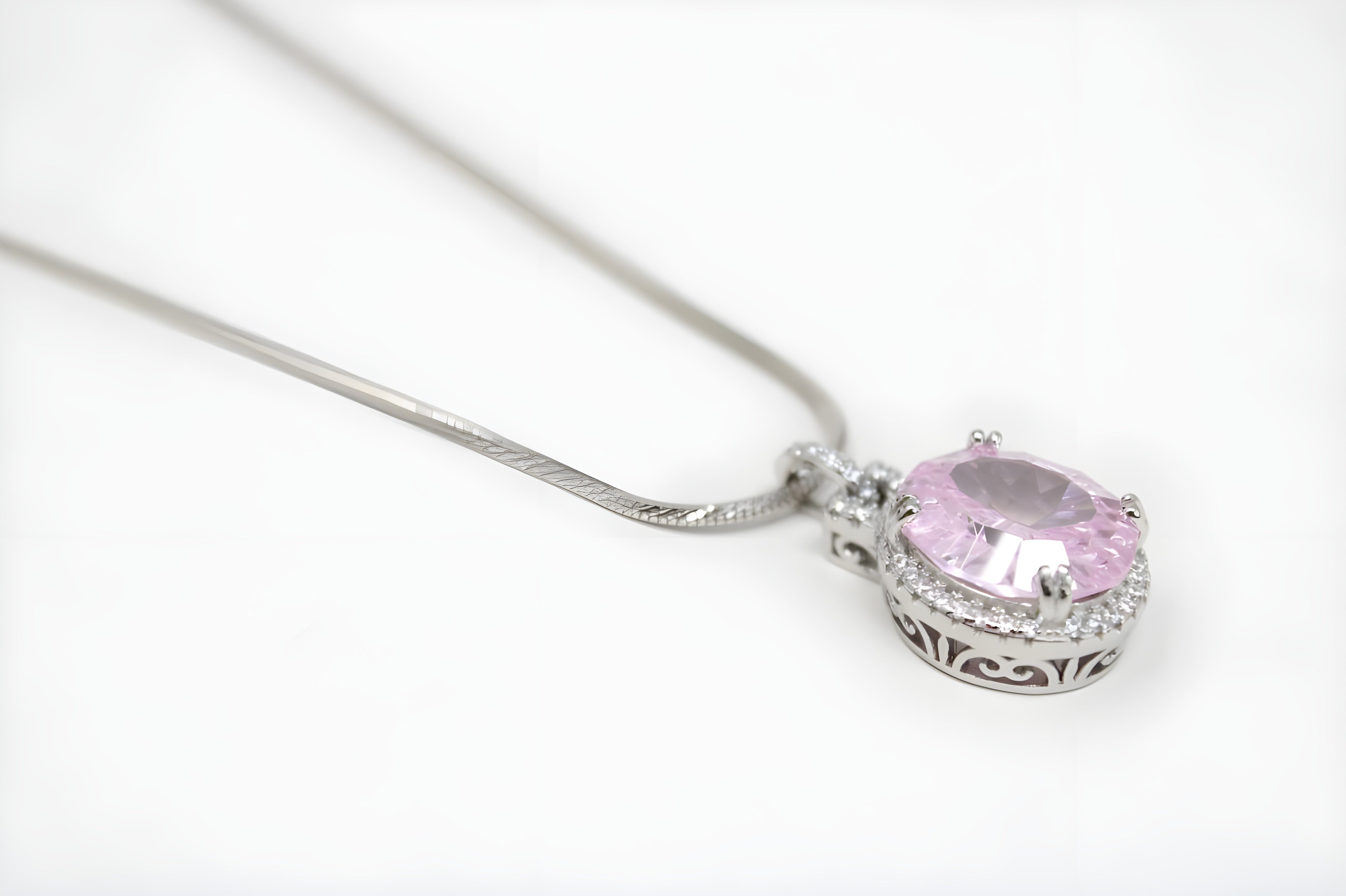Soft Blush Cushion-Cut Crystal Pendant by VeeLux