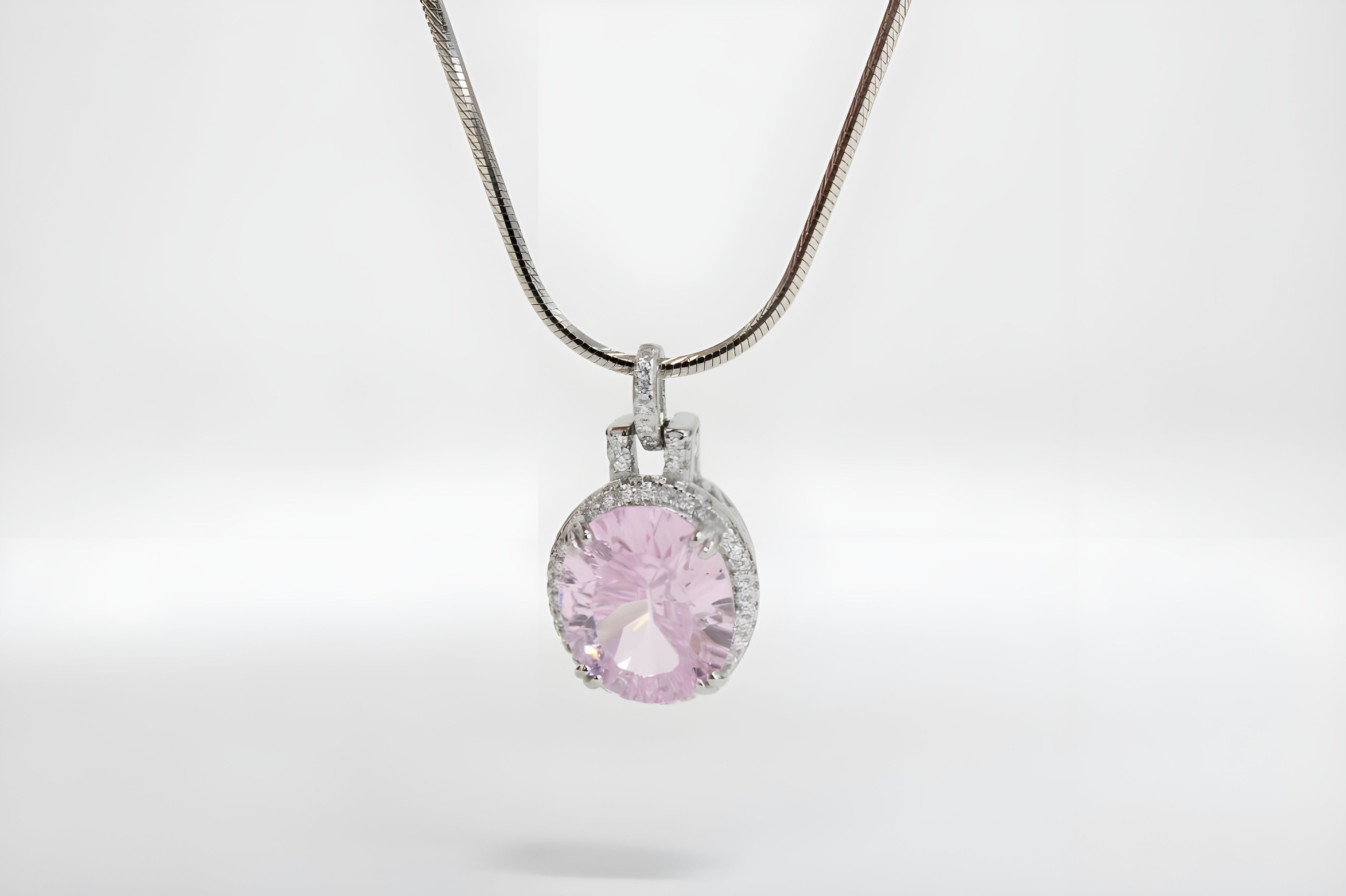 Soft Blush Cushion-Cut Crystal Pendant by VeeLux