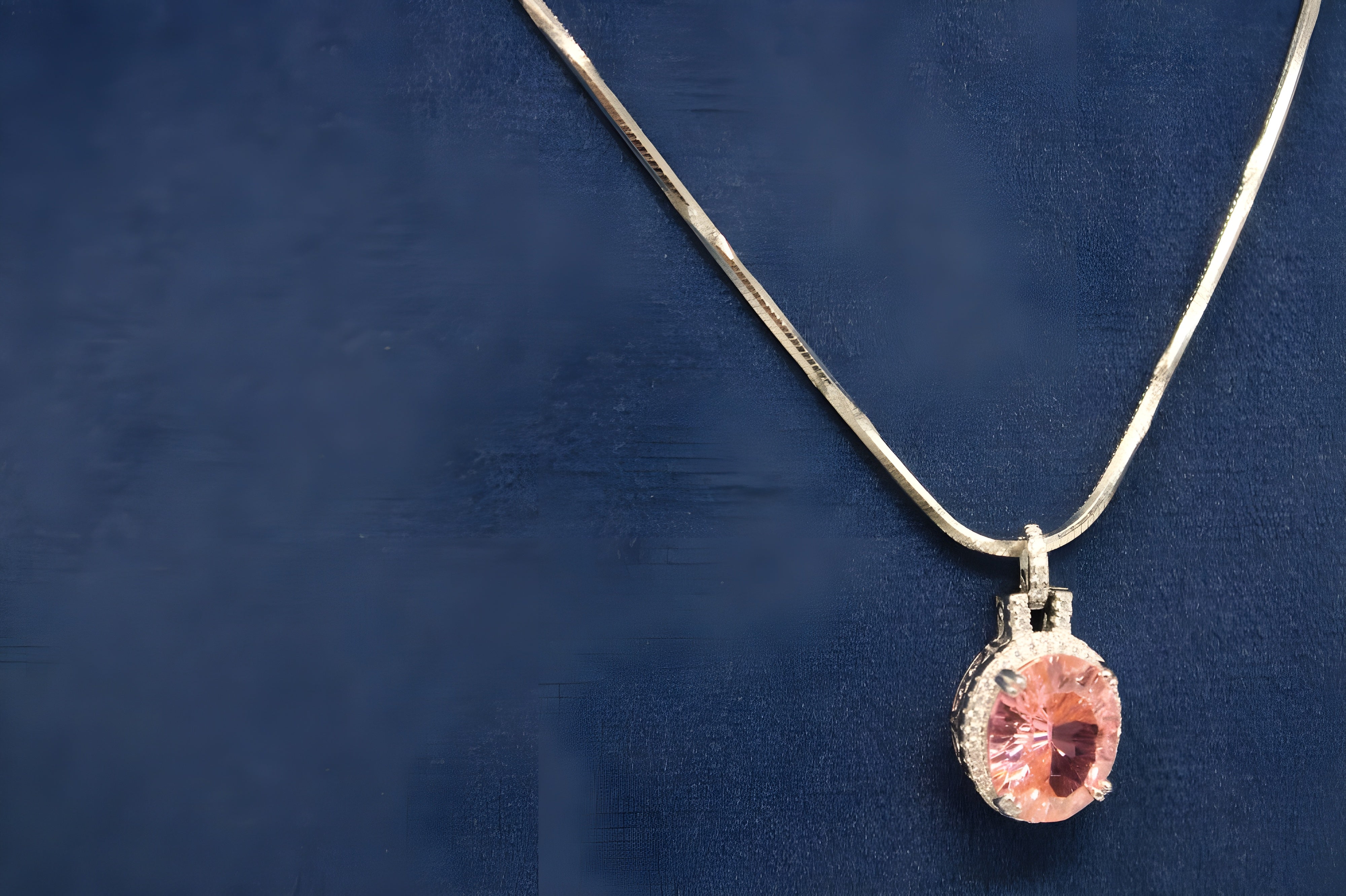 Elegance Pink Oval Halo Pendant in Sterling Silver