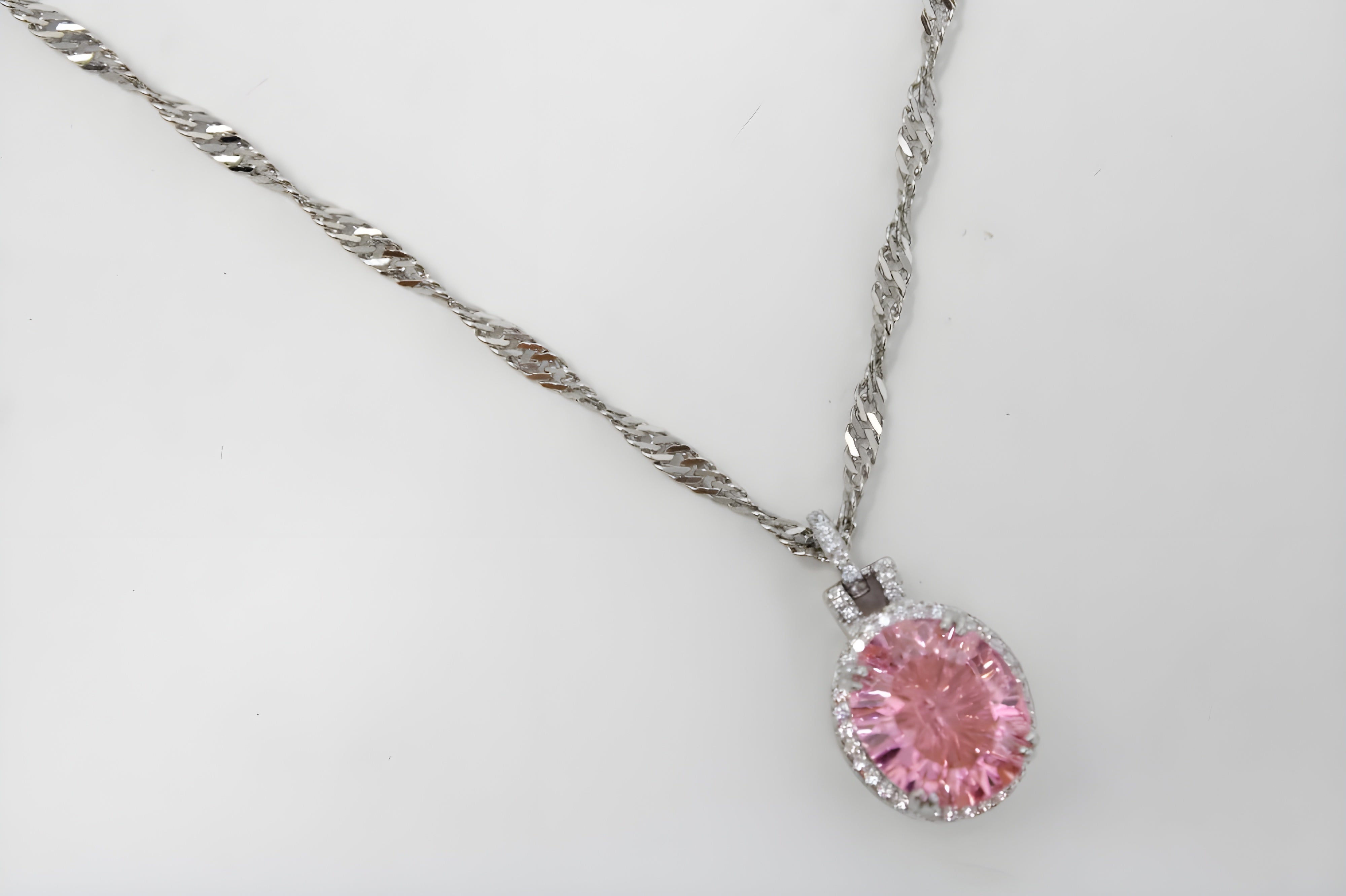 VeeLux Vibrant Oval Pink Crystal Necklace