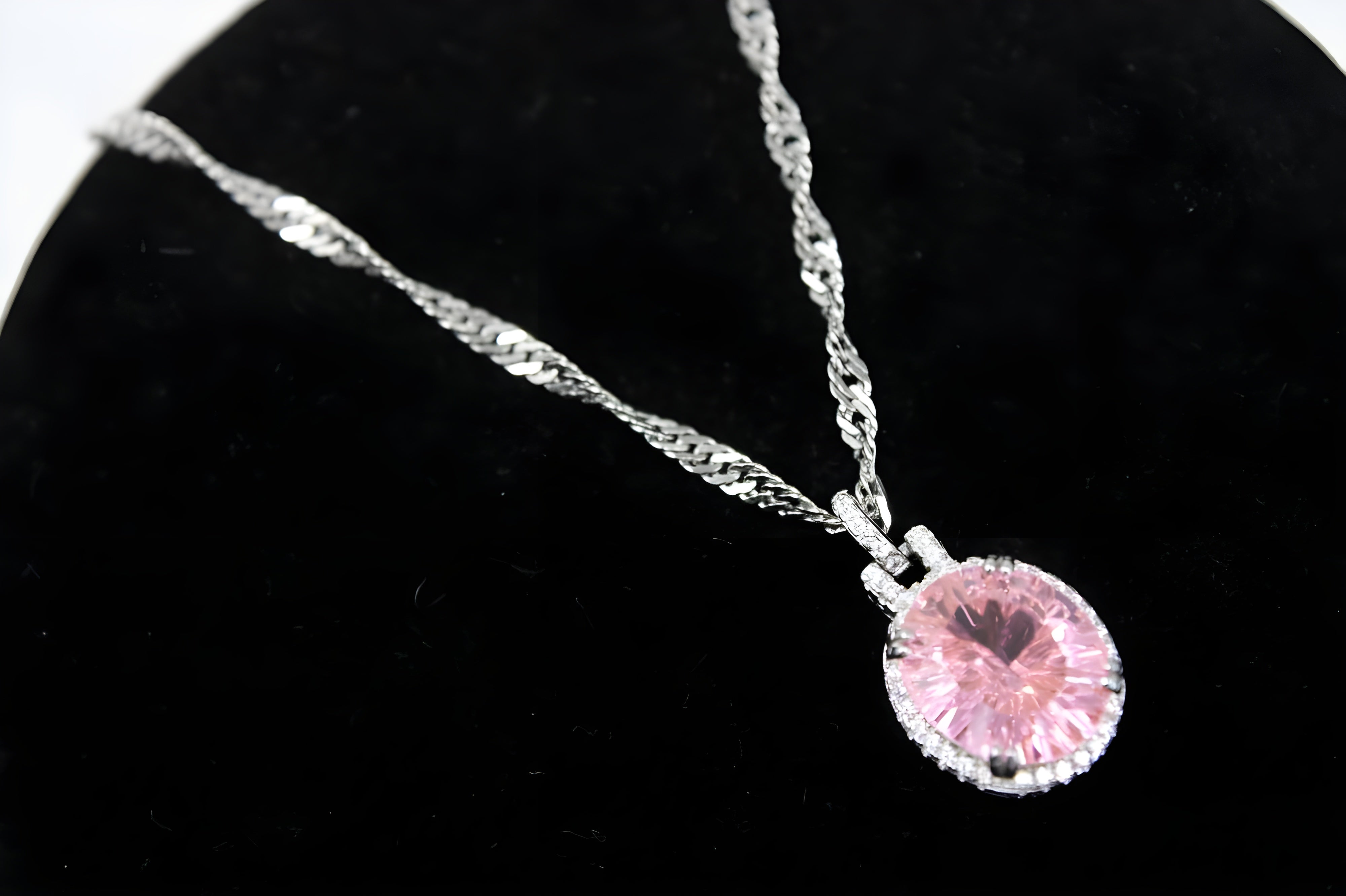 VeeLux Vibrant Oval Pink Crystal Necklace