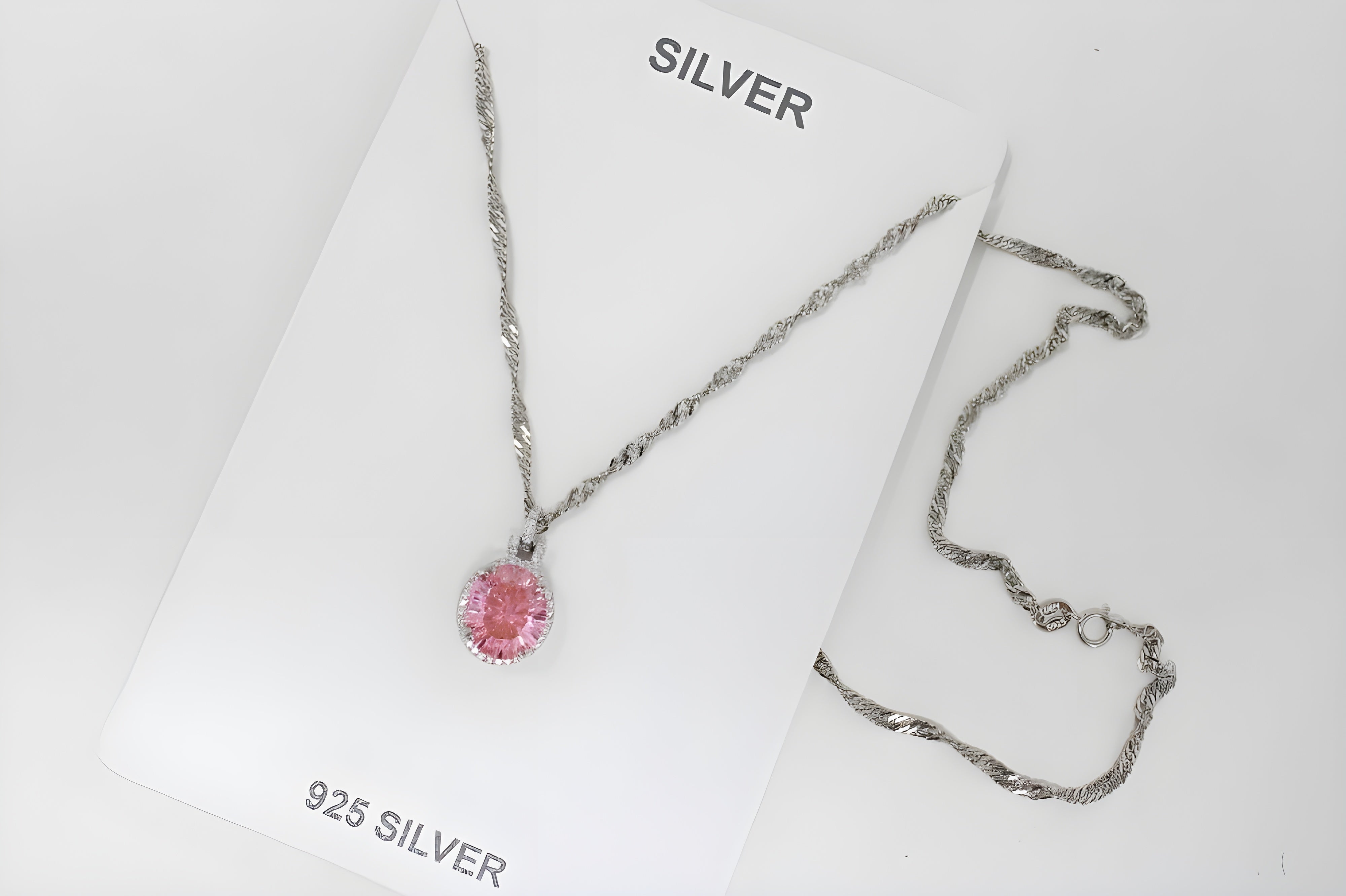 VeeLux Vibrant Oval Pink Crystal Necklace