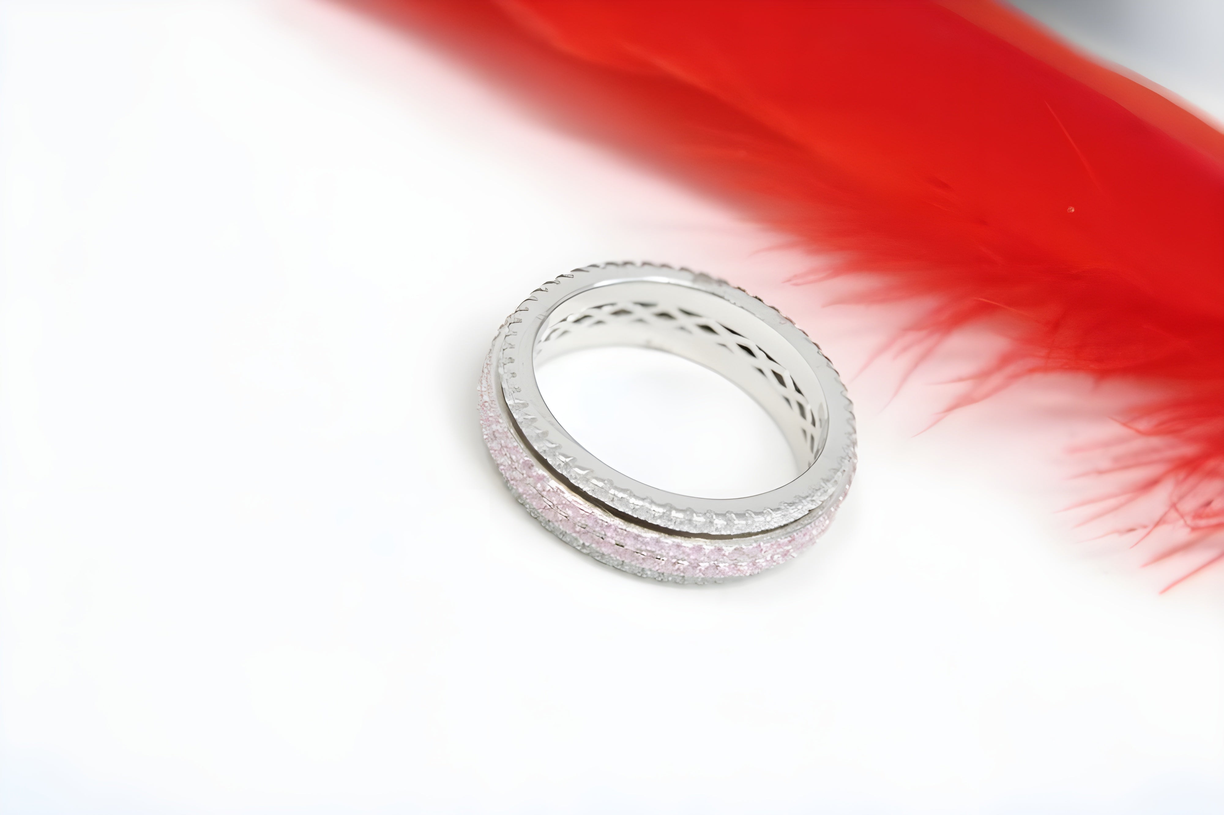 Radiant Lines Sterling Silver VeeLux Premium Crystal Center Ring