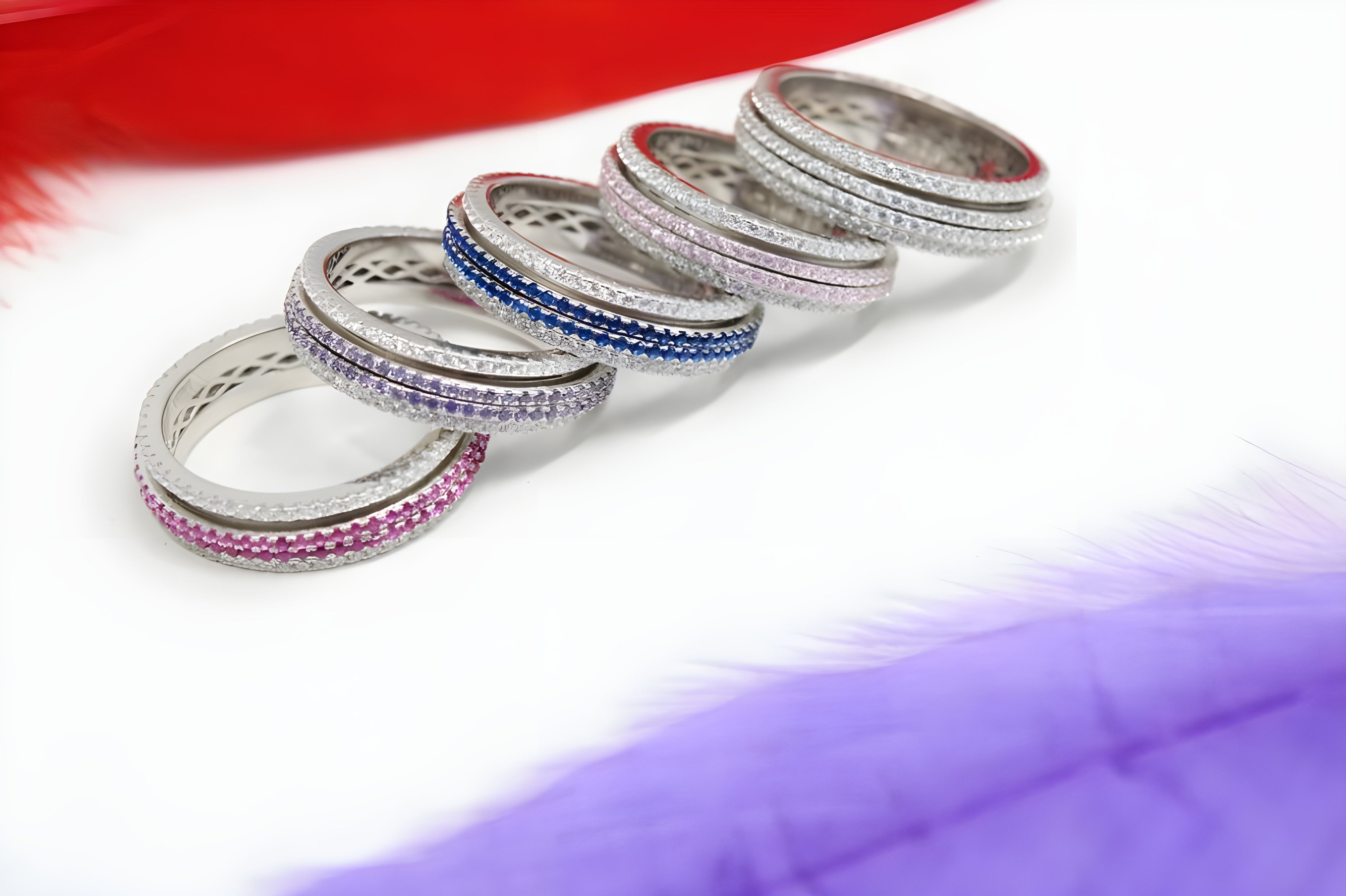 Radiant Lines Sterling Silver VeeLux Premium Crystal Center Ring