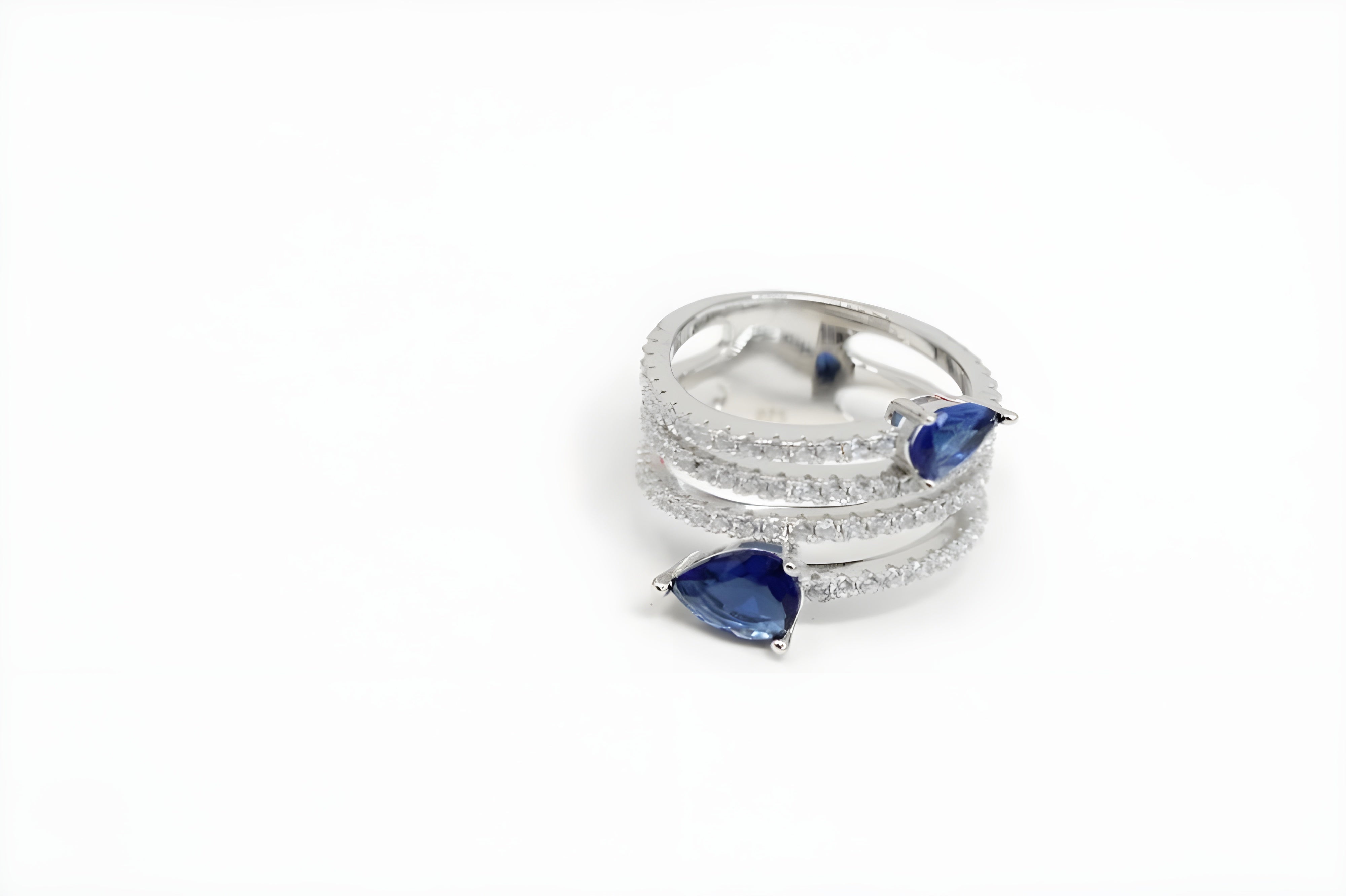 Sterling Silver VeeLux Premium Crystal Dual Glow Ring