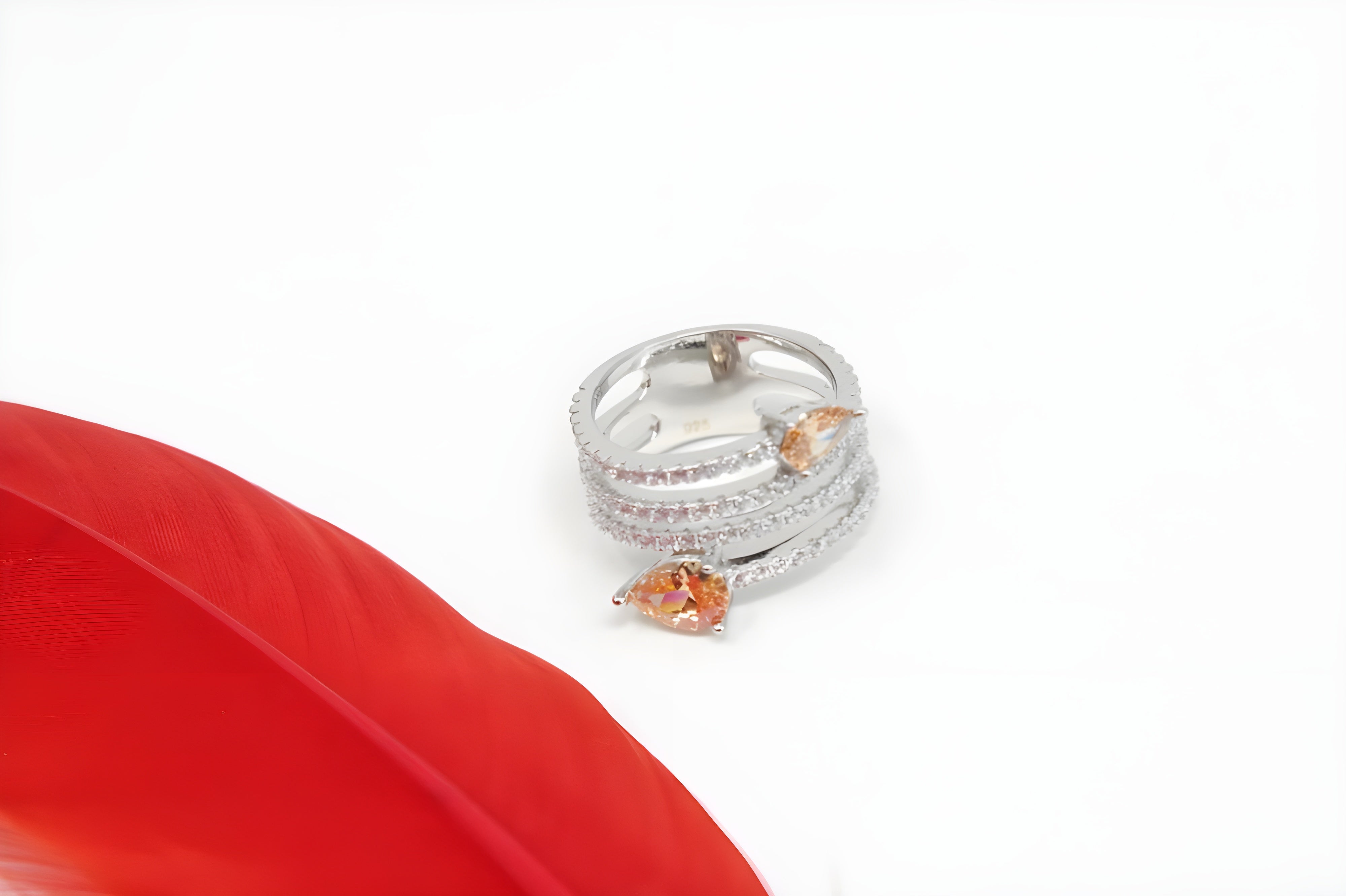 Sterling Silver VeeLux Premium Crystal Dual Glow Ring