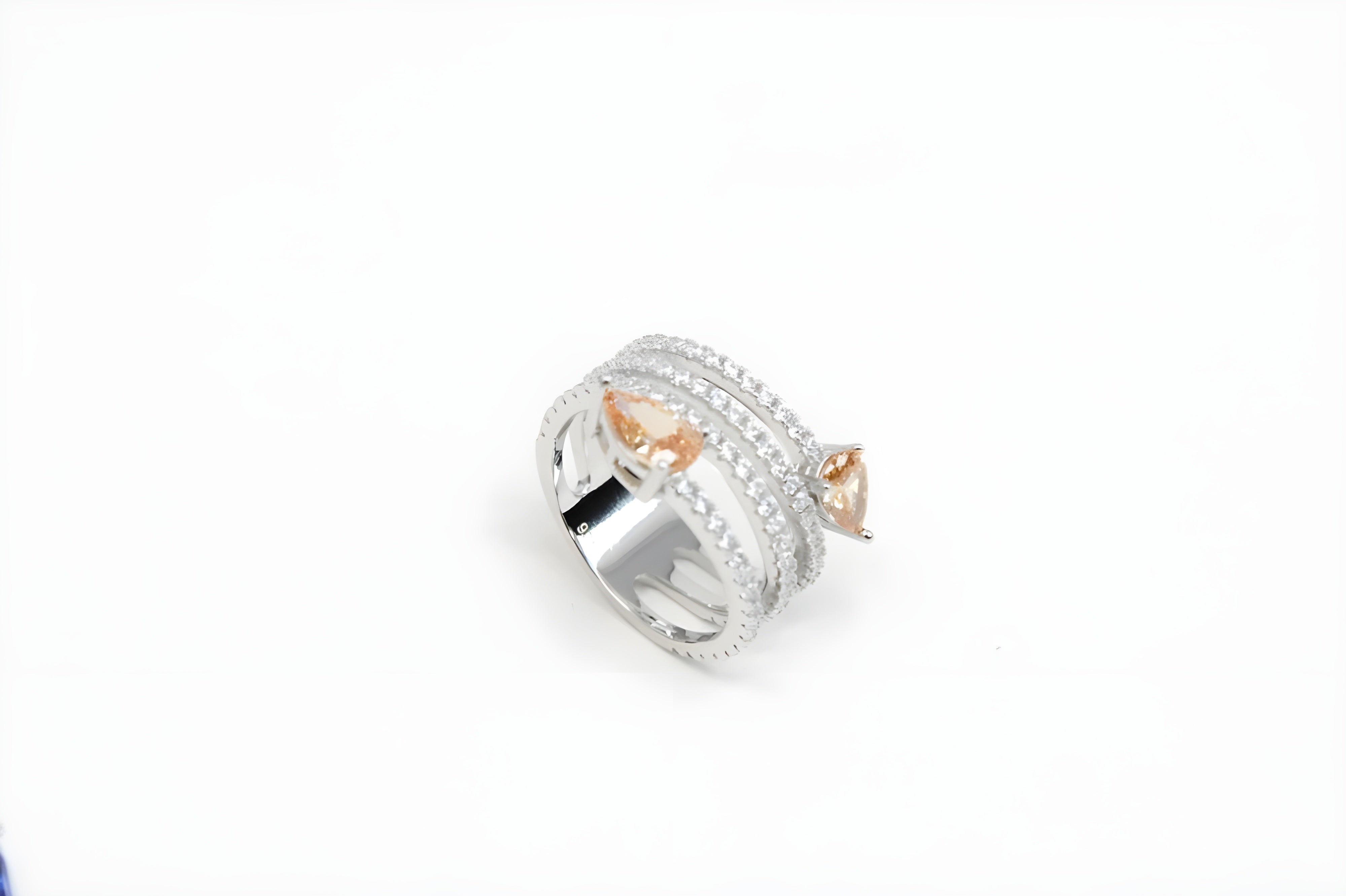 Sterling Silver VeeLux Premium Crystal Dual Glow Ring