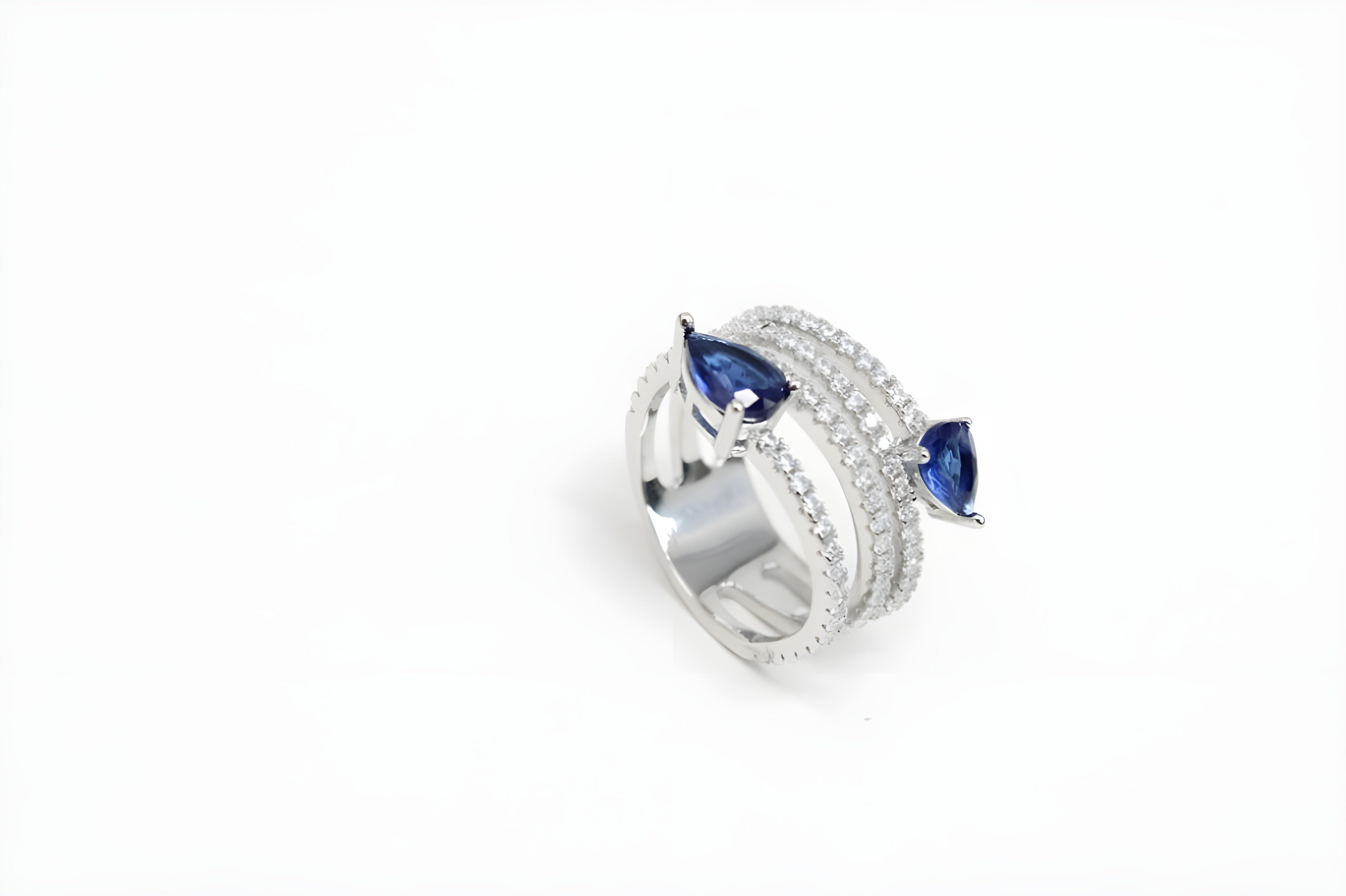 Sterling Silver VeeLux Premium Crystal Dual Glow Ring