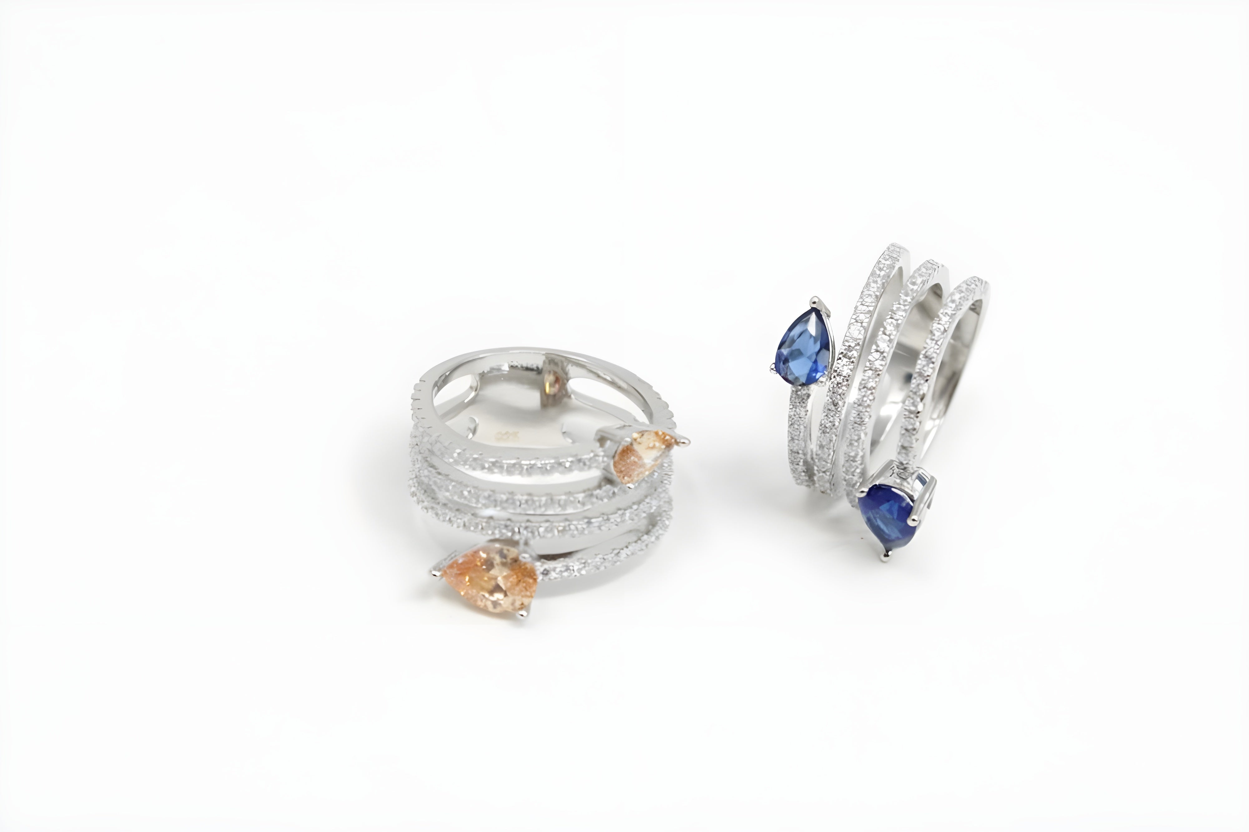 Sterling Silver VeeLux Premium Crystal Dual Glow Ring