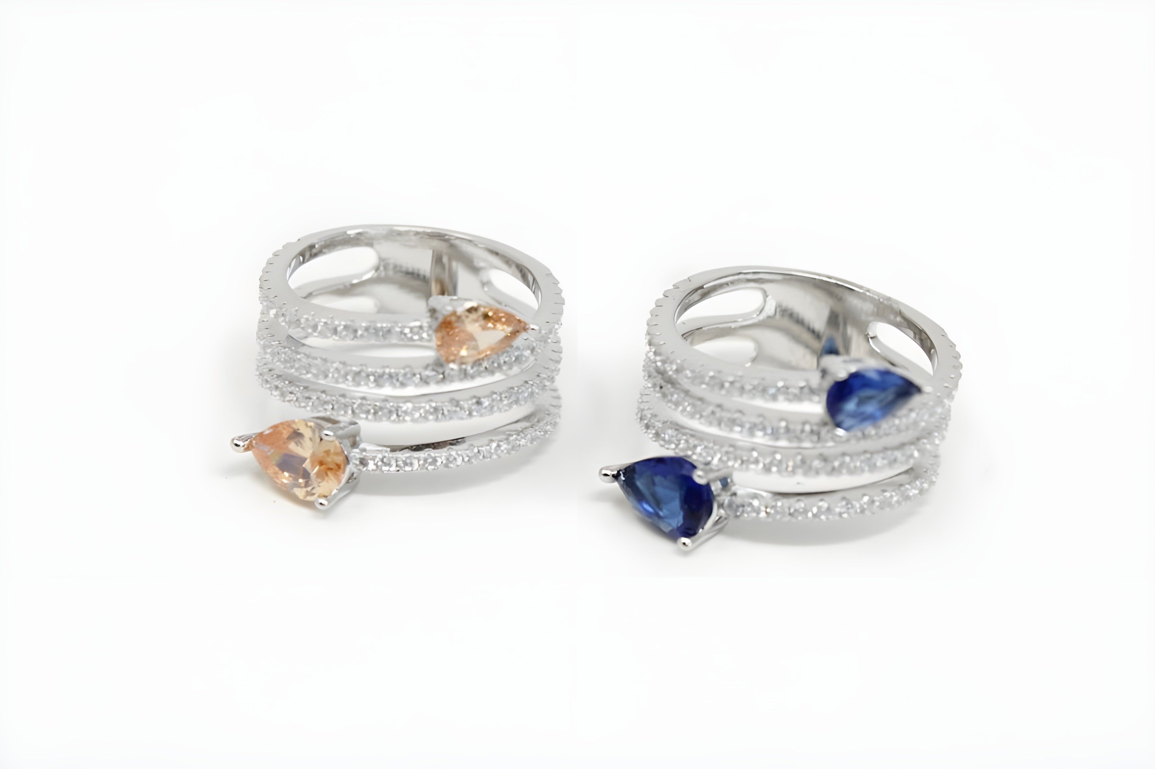 Sterling Silver VeeLux Premium Crystal Dual Glow Ring